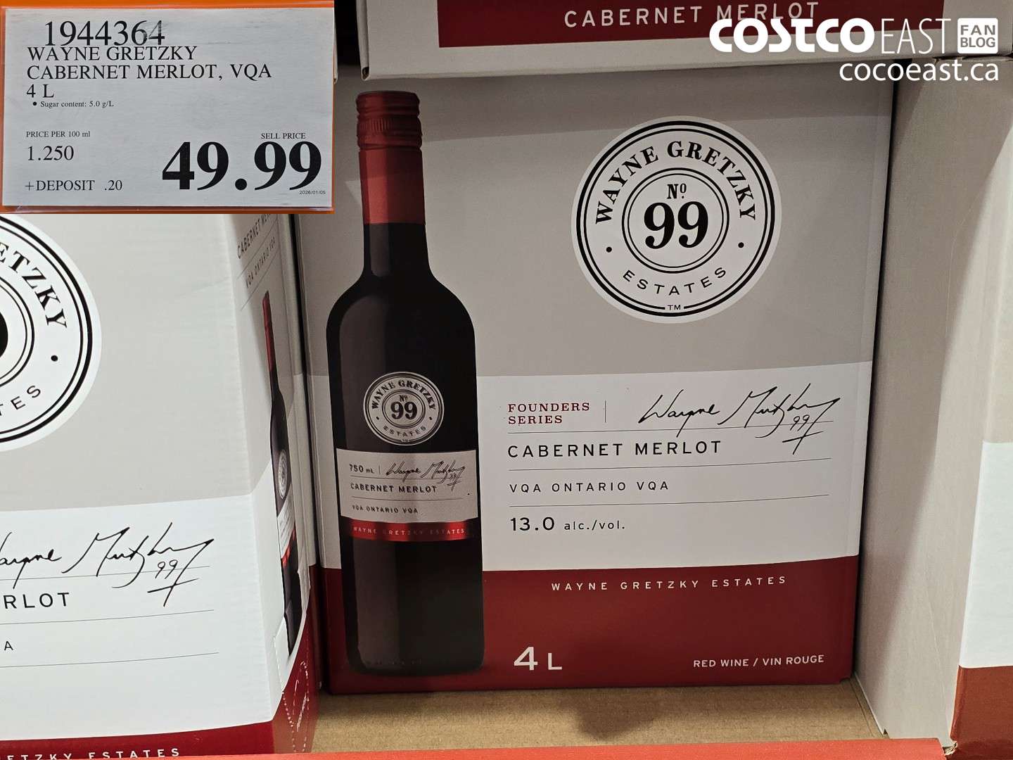1944364 WAYNE GRETZKY CABERNET MERLOT, VQA 4 L $49.99