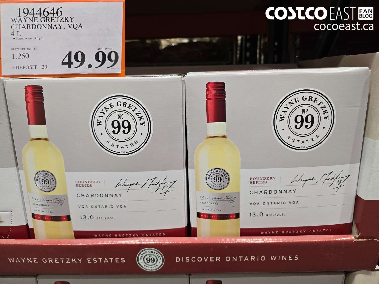1944646 WAYNE GRETZKY CHARDONNAY, VQA 4 L $49.99