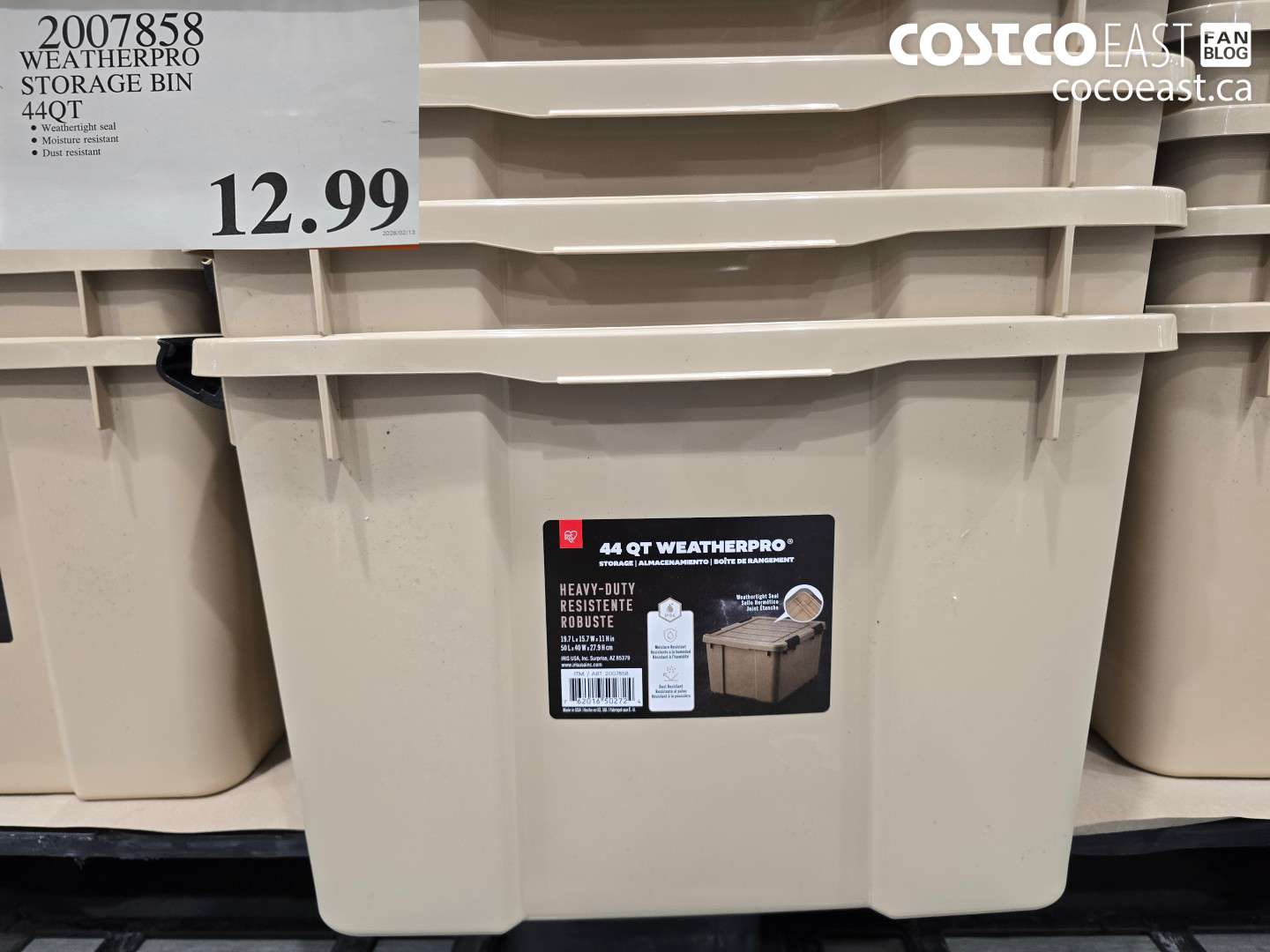 2007858 WEATHERPRO STORAGE BIN 44QT $12.99
