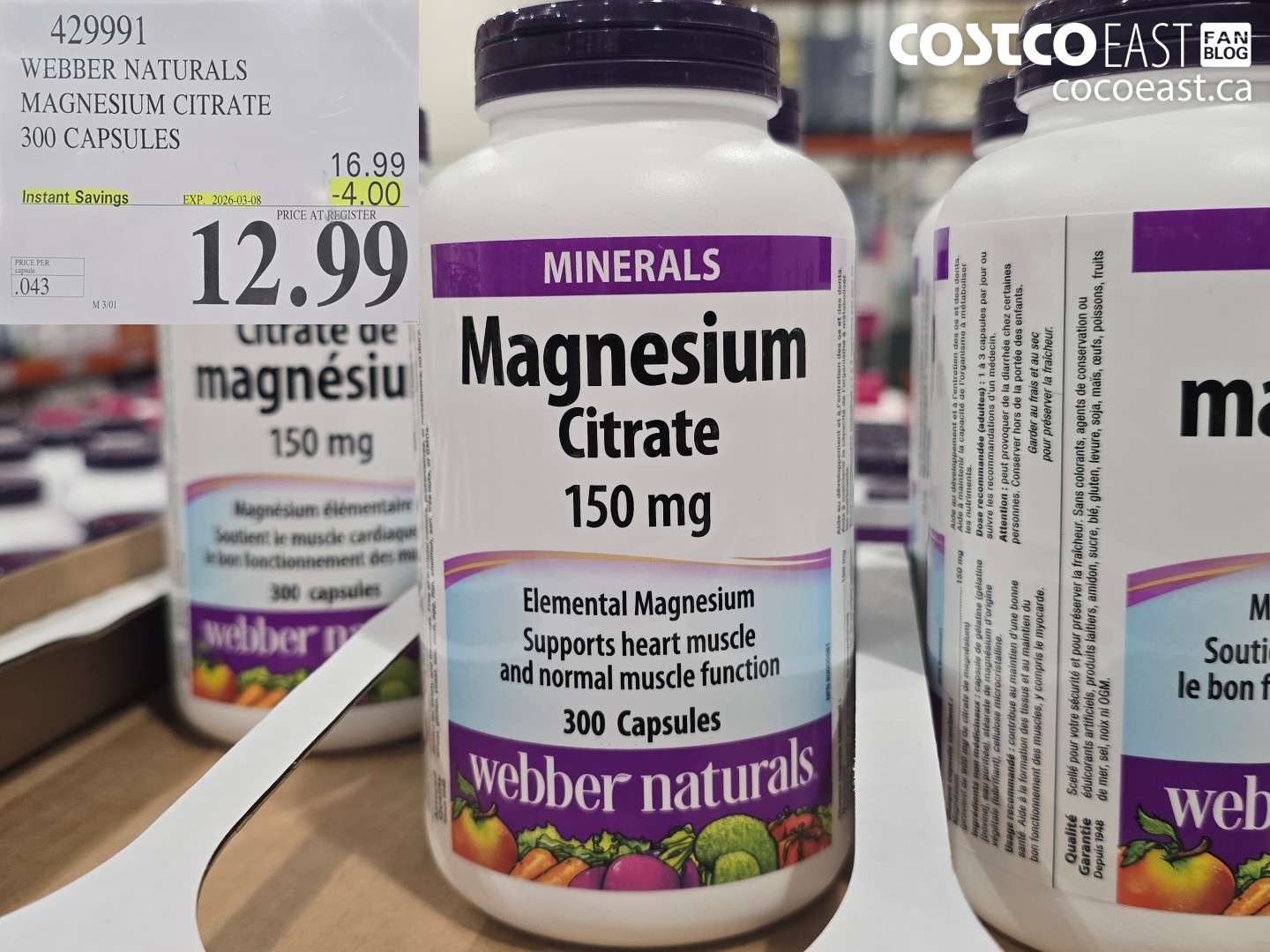429991 WEBBER NATURALS MAGNESIUM CITRATE 300 CAPSULES ($4.00 INSTANT SAVINGS EXPIRES ON 2026-03-08) $12.99