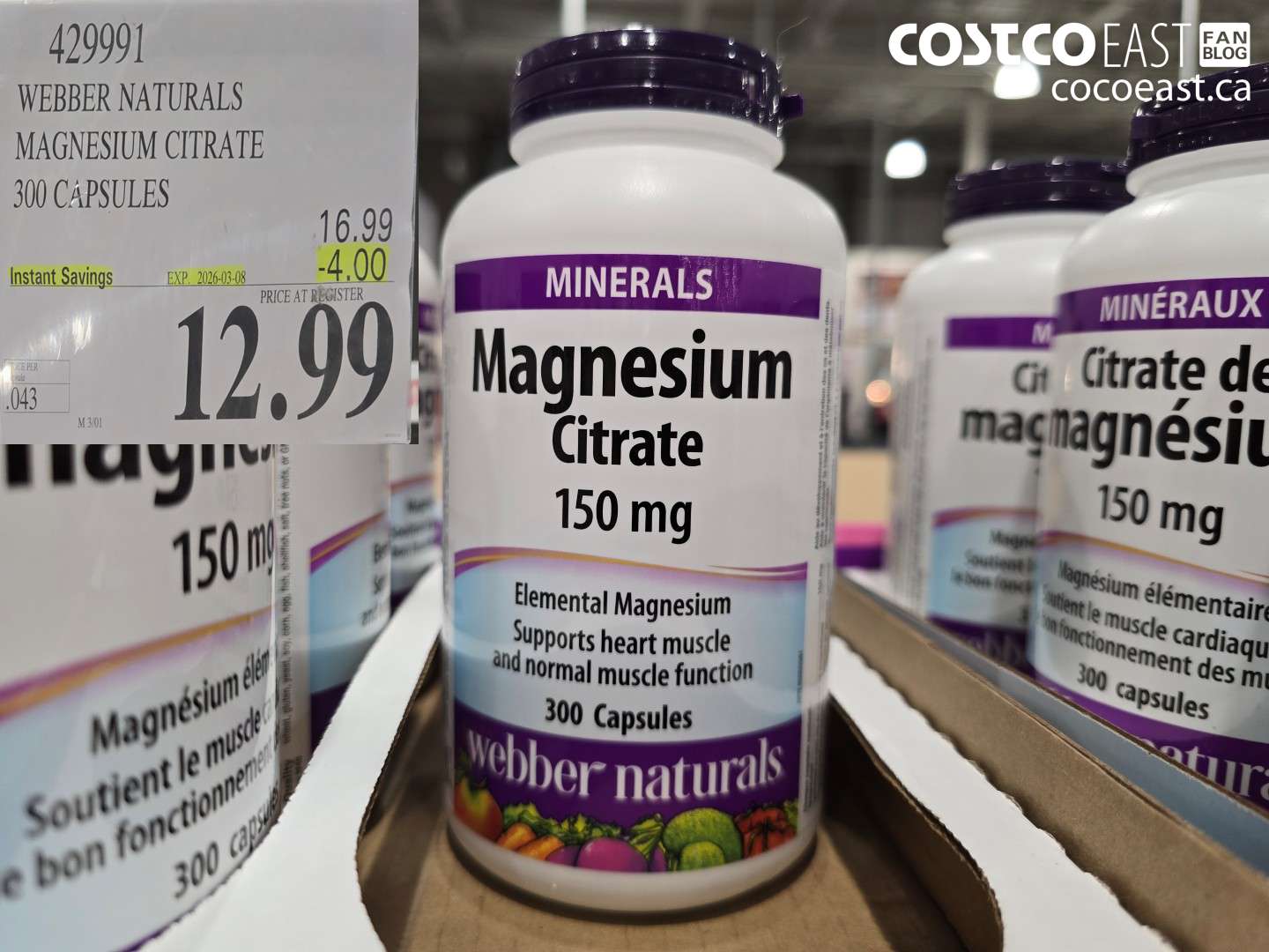429991 WEBBER NATURALS MAGNESIUM CITRATE 300 CAPSULES ($4.00 INSTANT SAVINGS EXPIRES ON 2026-03-08) $12.99