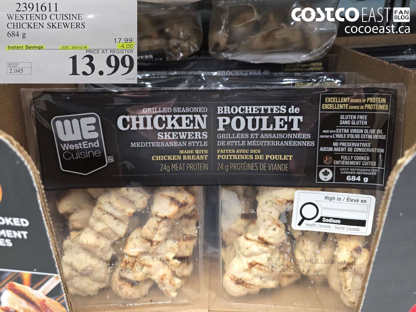 2391611 WESTERN CUISINE CHICKEN SKEWERS 684 G ($4.00 INSTANT SAVINGS EXPIRES ON 2026-02-08) $13.99