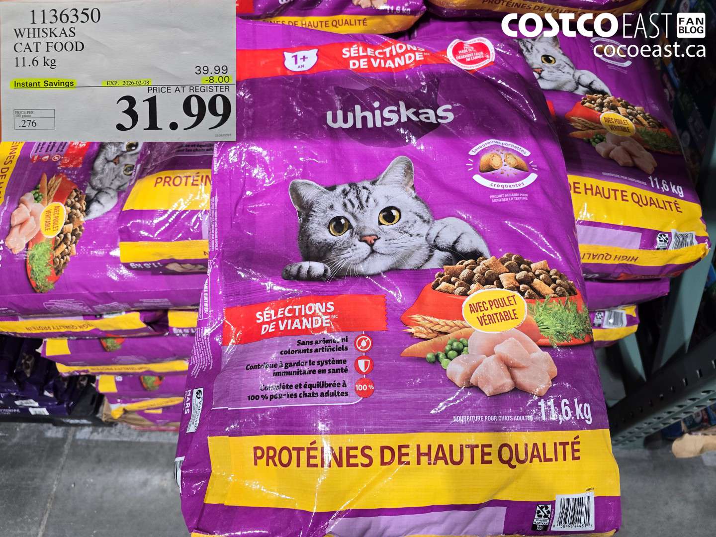 1136350 WHISKAS DRY CAT FOOD 11.6 kg ($8.00 INSTANT SAVINGS EXPIRES ON 2026-02-08) $31.99