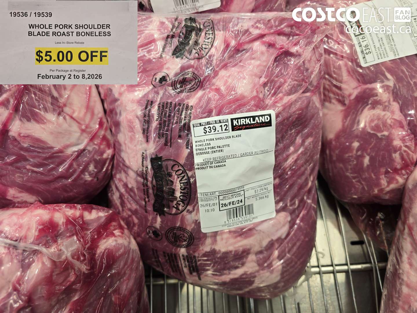 19536 WHOLE PORK SHOULDER BLADE BONELESS ($5.00 INSTANT SAVINGS)