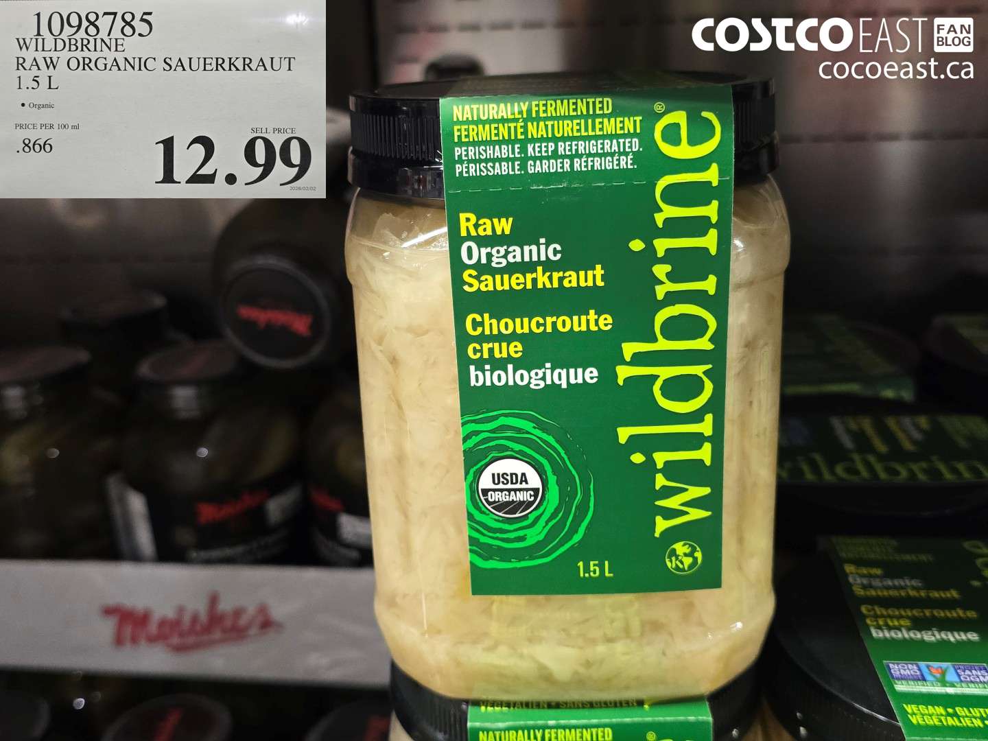 1098785 WILD BRINE RAW ORGANIC SAUERKRAUT 1.5 L $12.99