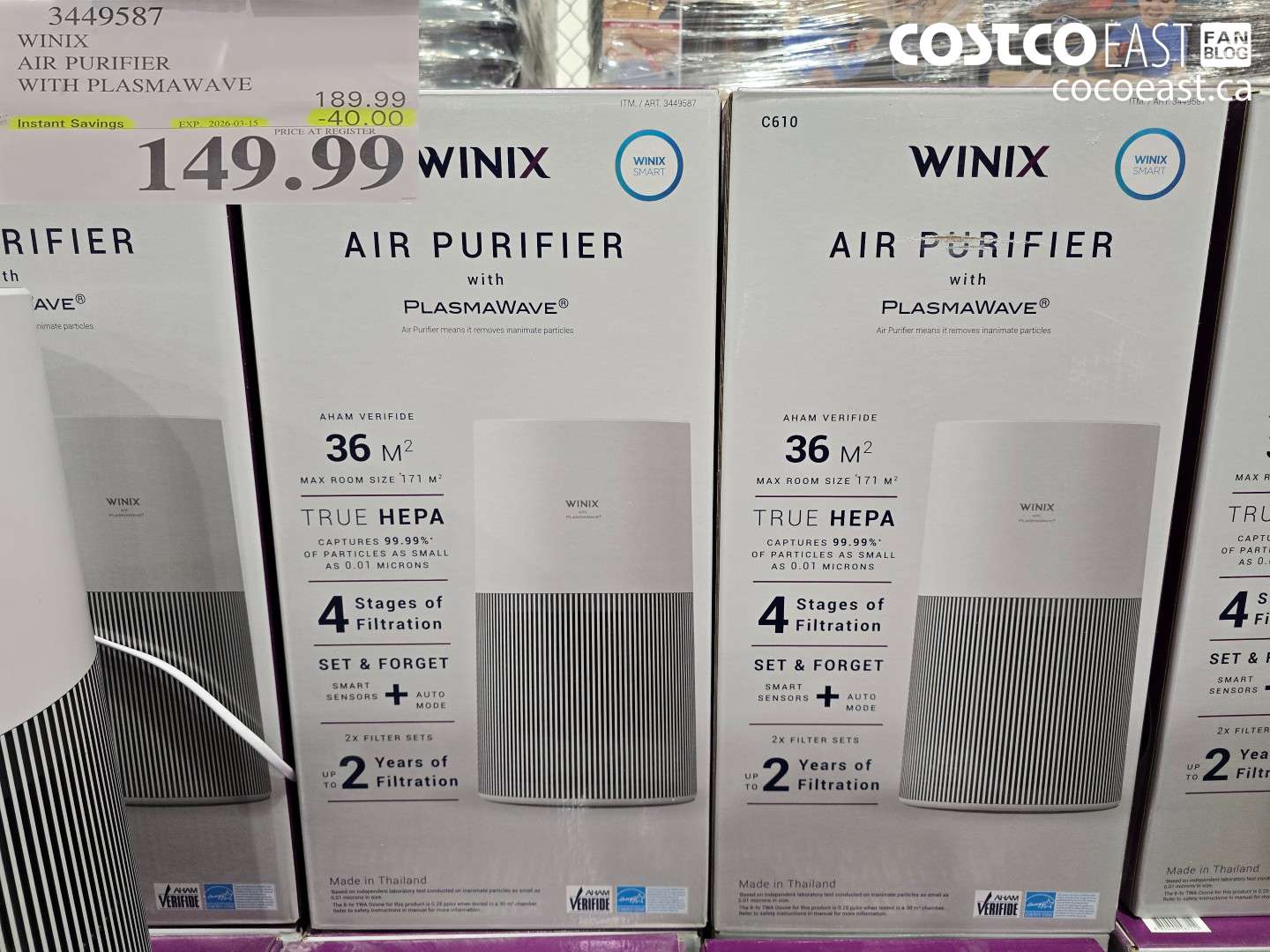 3449587 WINIX AIR PURIFIER WITH PLASMAWAVE ($40.00 INSTANT SAVINGS EXPIRES ON 2026-03-15) $149.99