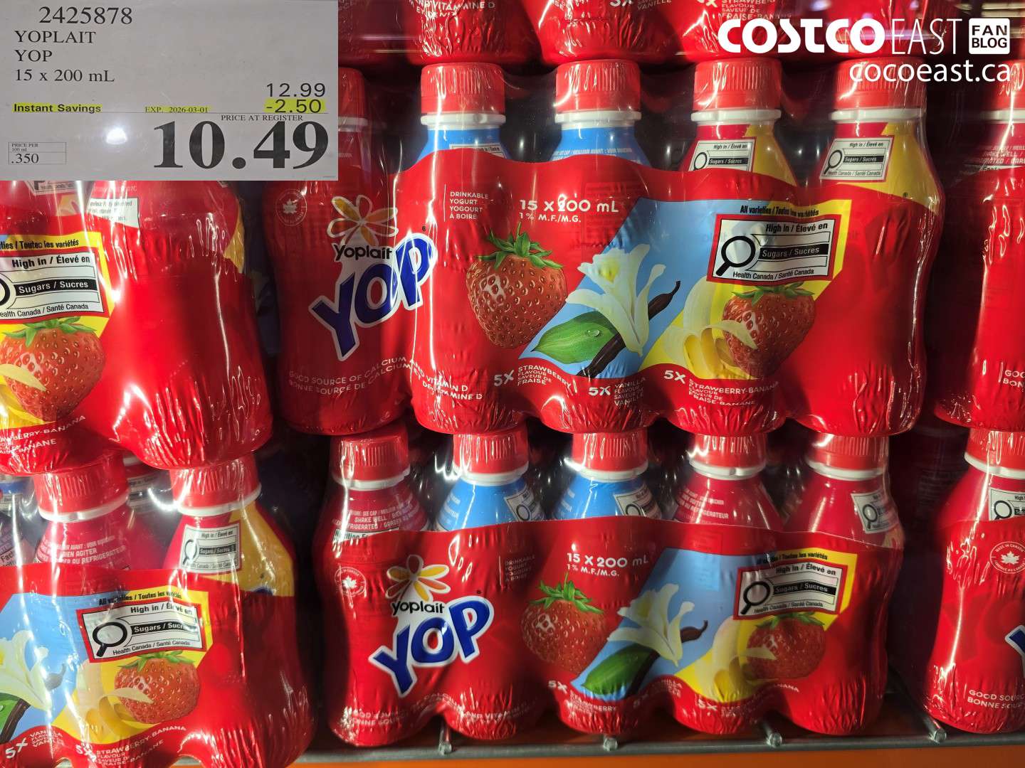2425878 YOPLAIT YOP 15 X 200 ML ($2.50 INSTANT SAVINGS EXPIRES ON 2026-03-01) $10.49
