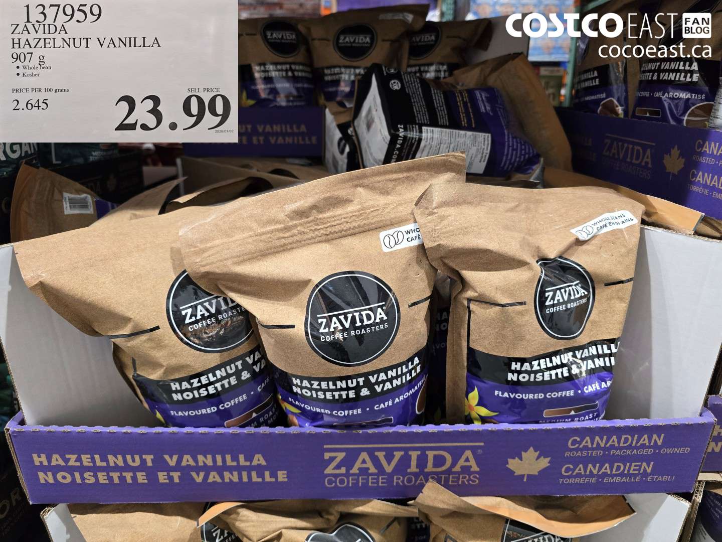 137959 ZAVIDA HAZELNUT VANILLA 907 G $23.99