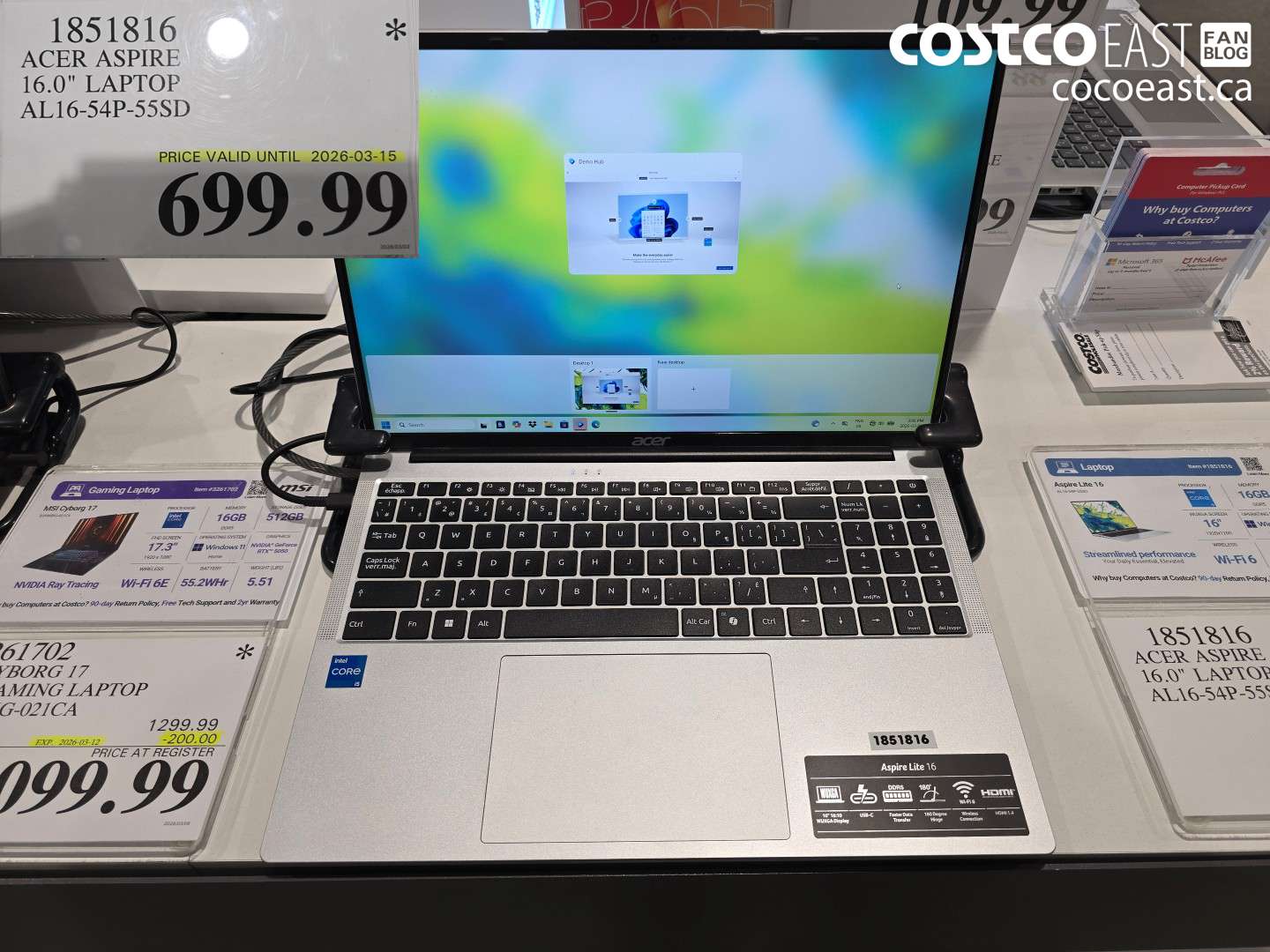 1851816 ACER ASPIRE 16.0 LAPTOP AL16-54P-55SD $699.99