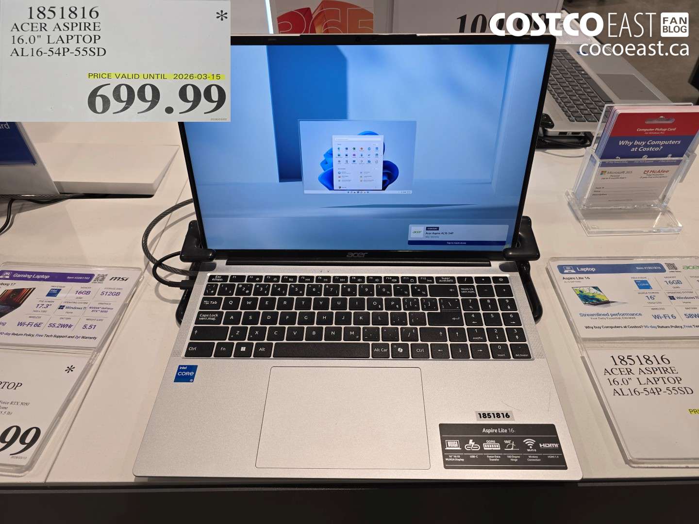 1851816 ACER ASPIRE 16.0 LAPTOP AL16-54P-55SD $699.99