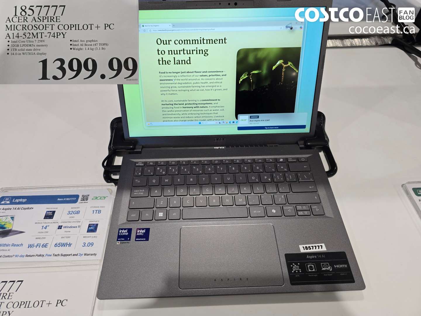 1857777 ACER ASPIRE MICROSOFT COPILOT + PC A14-52MT-74PY $1399.99