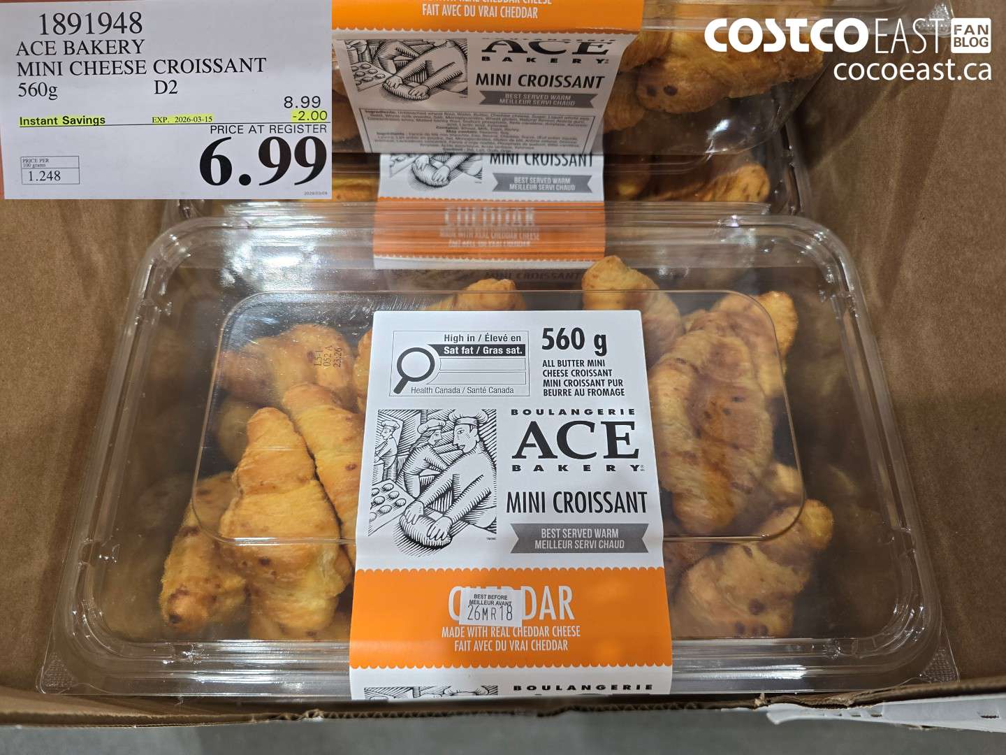 1891948 ACE BAKERY MINI CHEESE CROISSANT 560G ($2.00 INSTANT SAVINGS EXPIRES ON 2026-03-15) $6.99