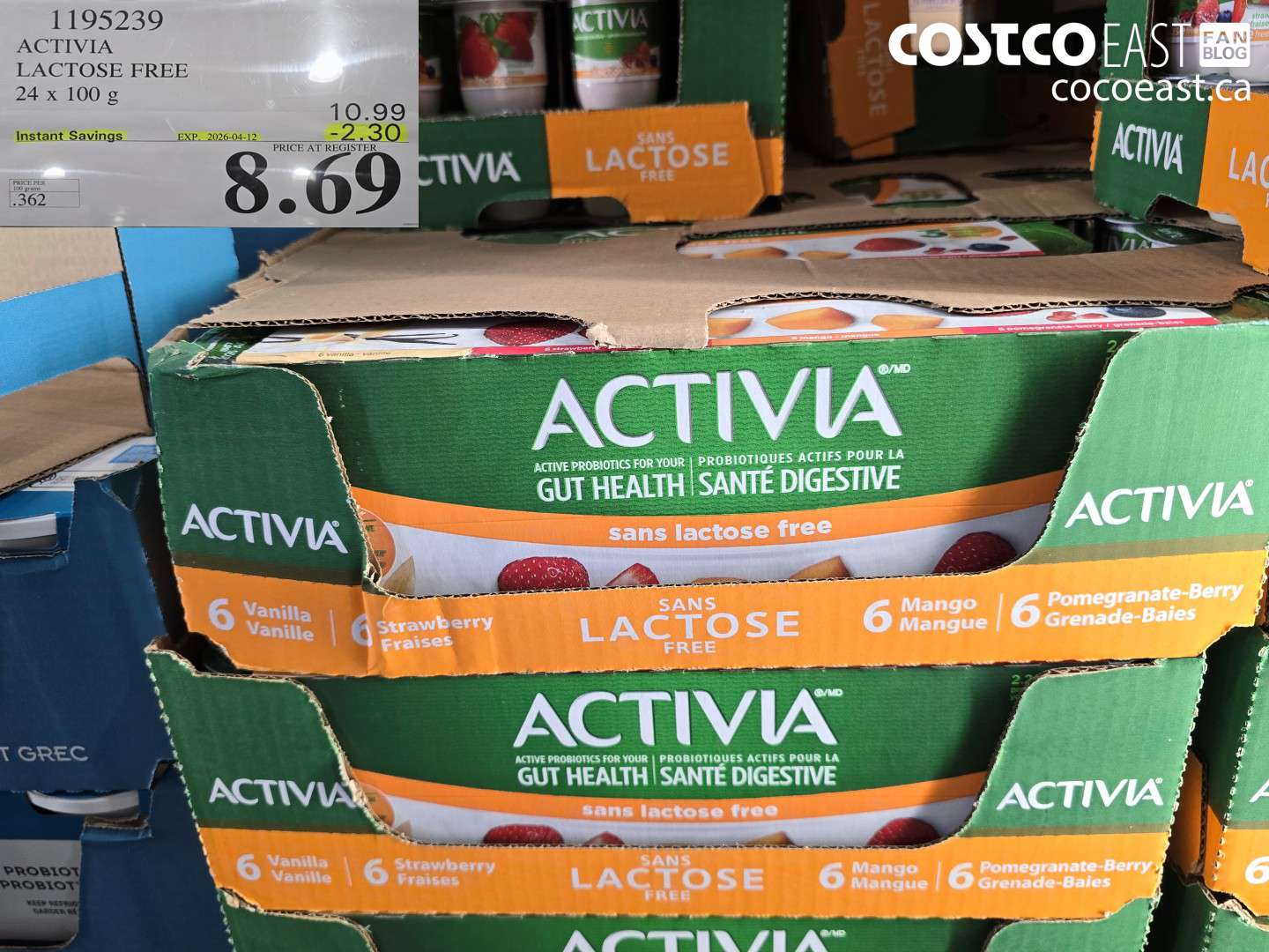 1195239 ACTIVIA LACTOSE FREE 24 X 100 G ($2.30 INSTANT SAVINGS EXPIRES ON 2026-04-12) $8.69
