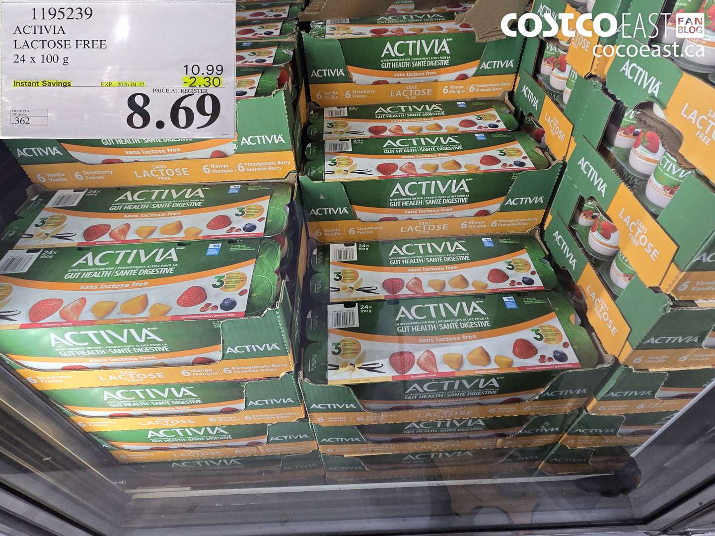 1195239 ACTIVIA LACTOSE FREE 24 X 100 G ($2.30 INSTANT SAVINGS EXPIRES ON 2026-04-12) $8.69