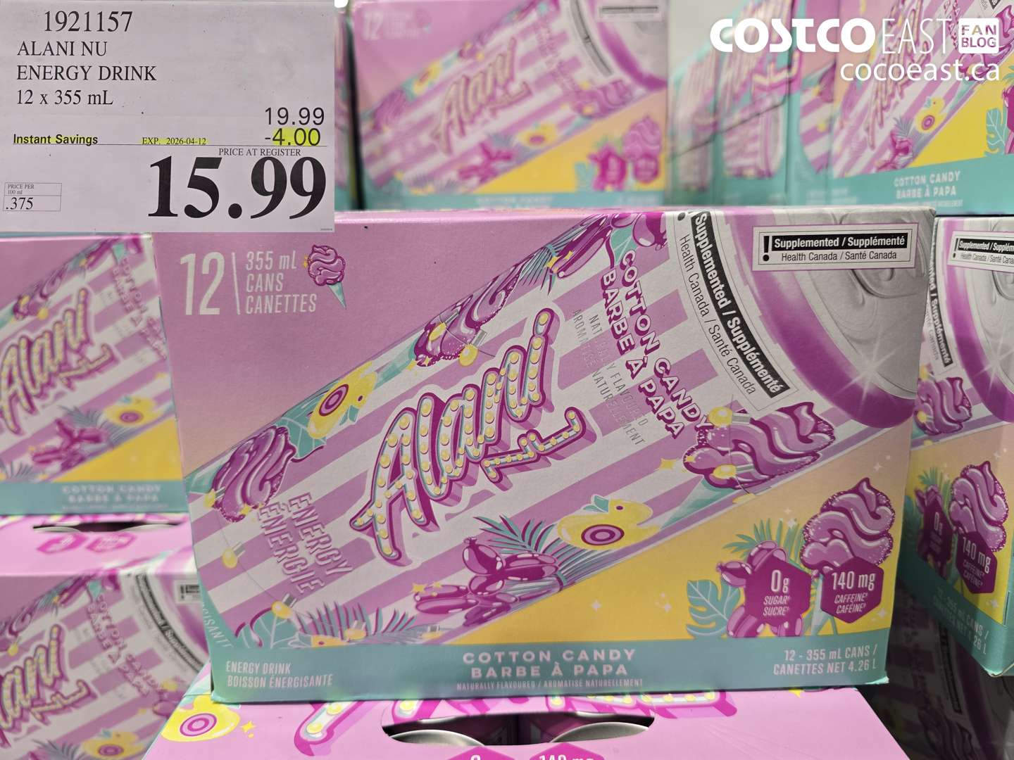 1921157 ALANI NU ENERGY DRINK 12 X 355 ML ($4.00 INSTANT SAVINGS EXPIRES ON 2026-04-12) $15.99