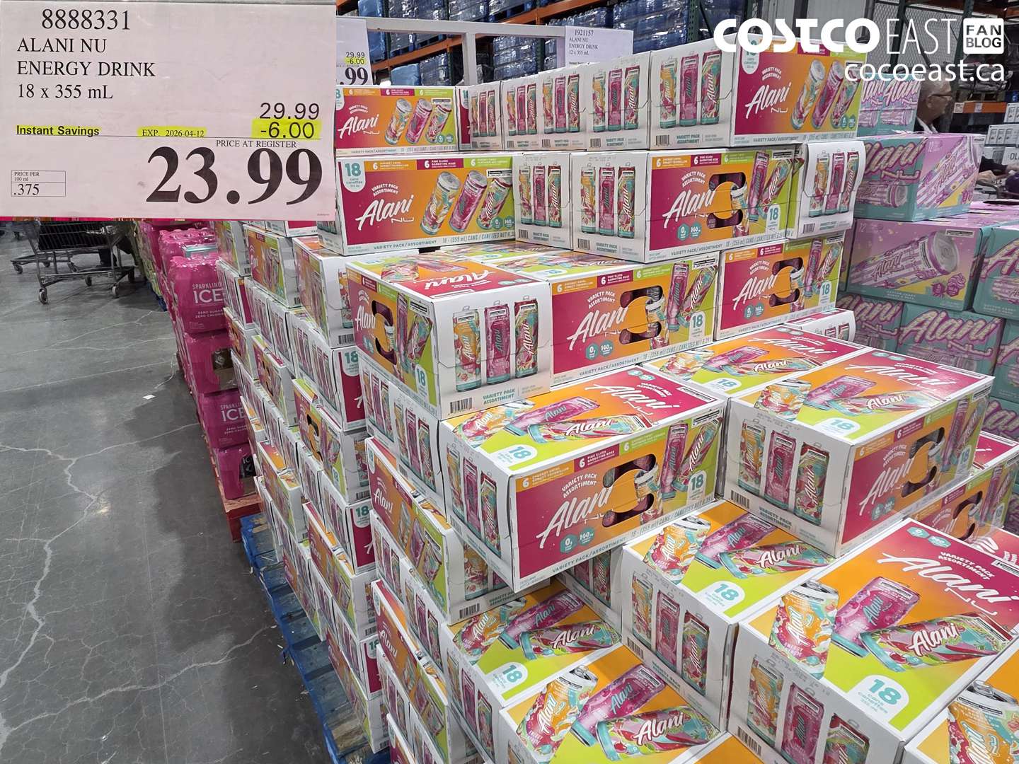 8888331 ALANI NU ENERGY DRINK 18 X 355 ML ($6.00 INSTANT SAVINGS EXPIRES ON 2026-04-12) $23.99