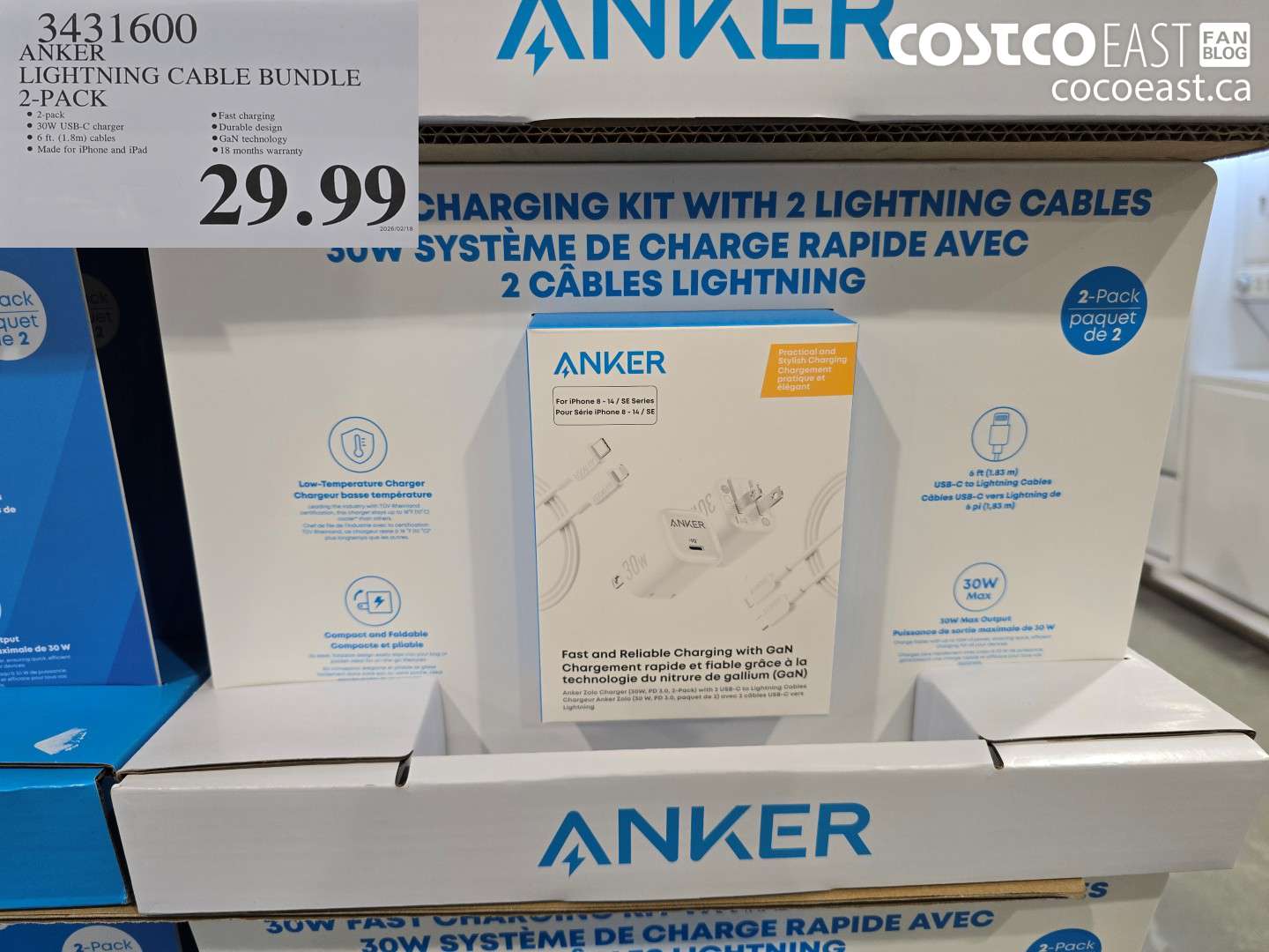 3431600 ANKER LIGHTNING CABLE BUNDLE 2-PACK $29.99