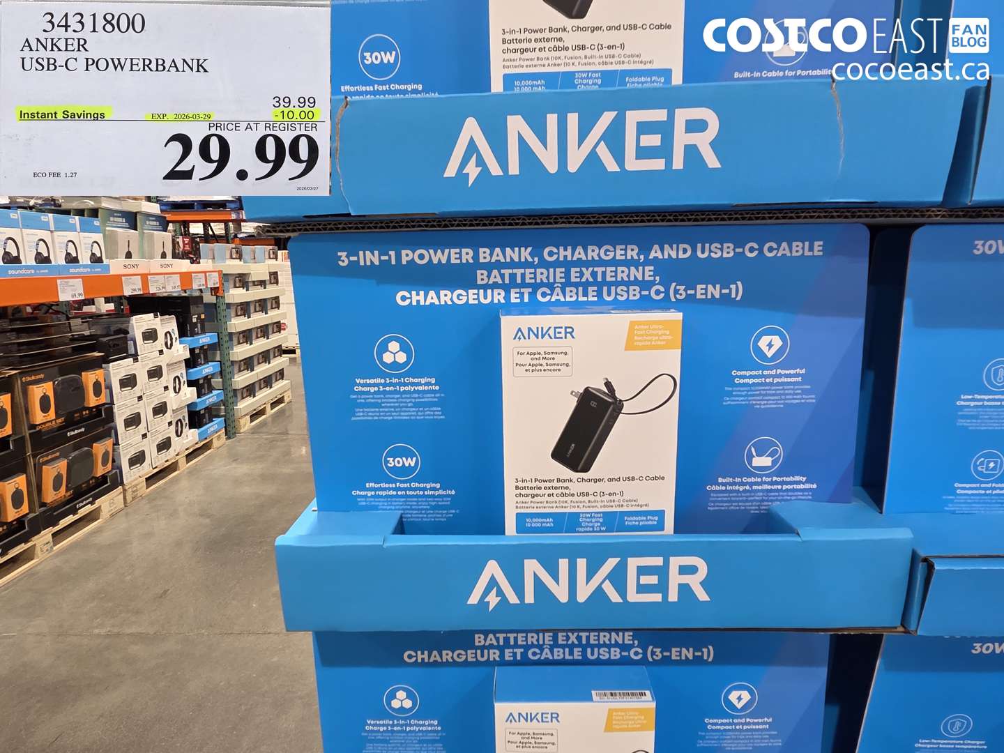 3431800 ANKER USB-C POWERBANK ($10.00 INSTANT SAVINGS EXPIRES ON 2026-03-29) $29.99