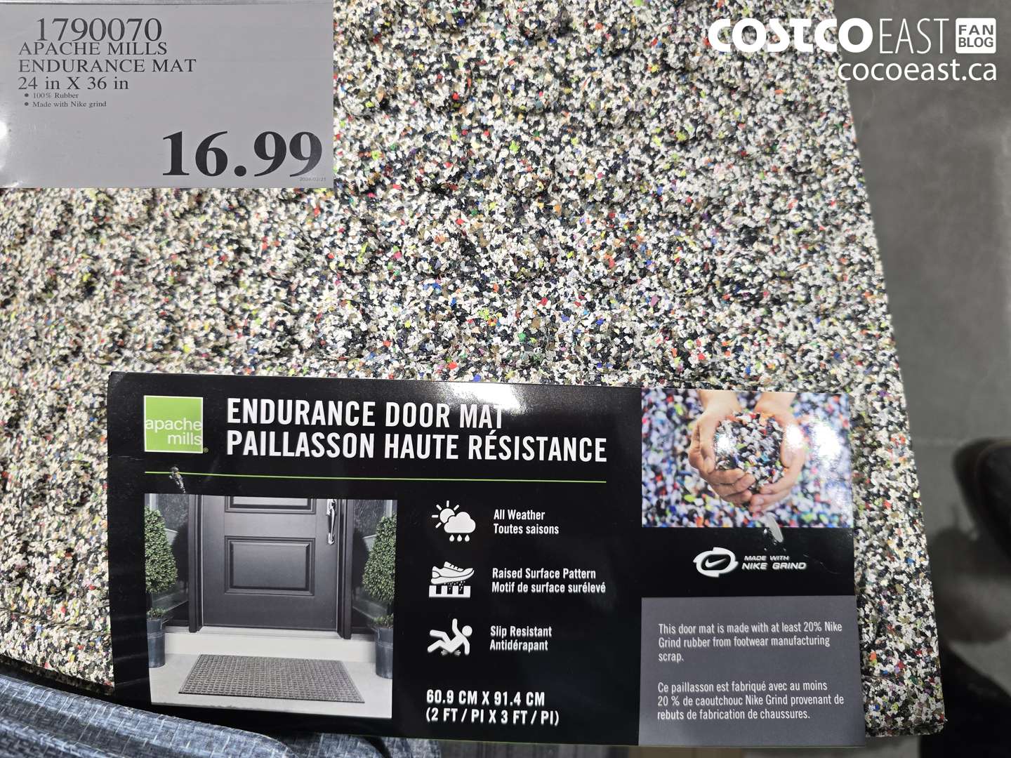 1790070 APACHE MILLS ENDURANCE MAT 24 IN X 36 IN $16.99