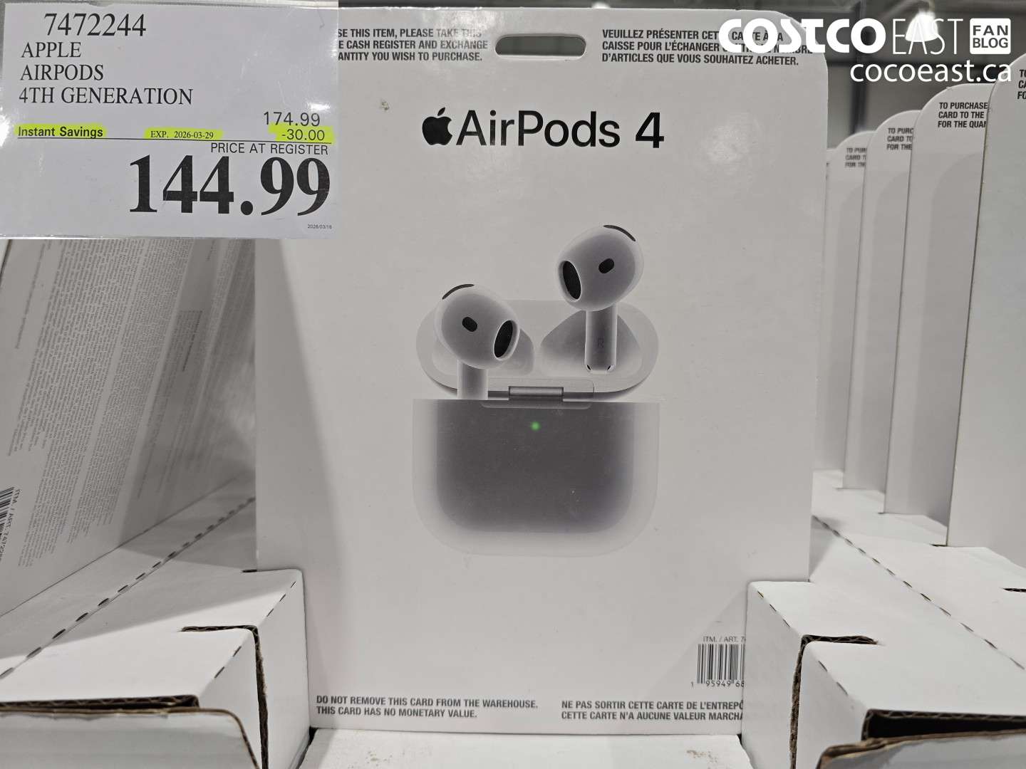 7472244 APPLE AIRPODS 4TH GENERATION ($30.00 INSTANT SAVINGS EXPIRES ON 2026-03-29) $144.99