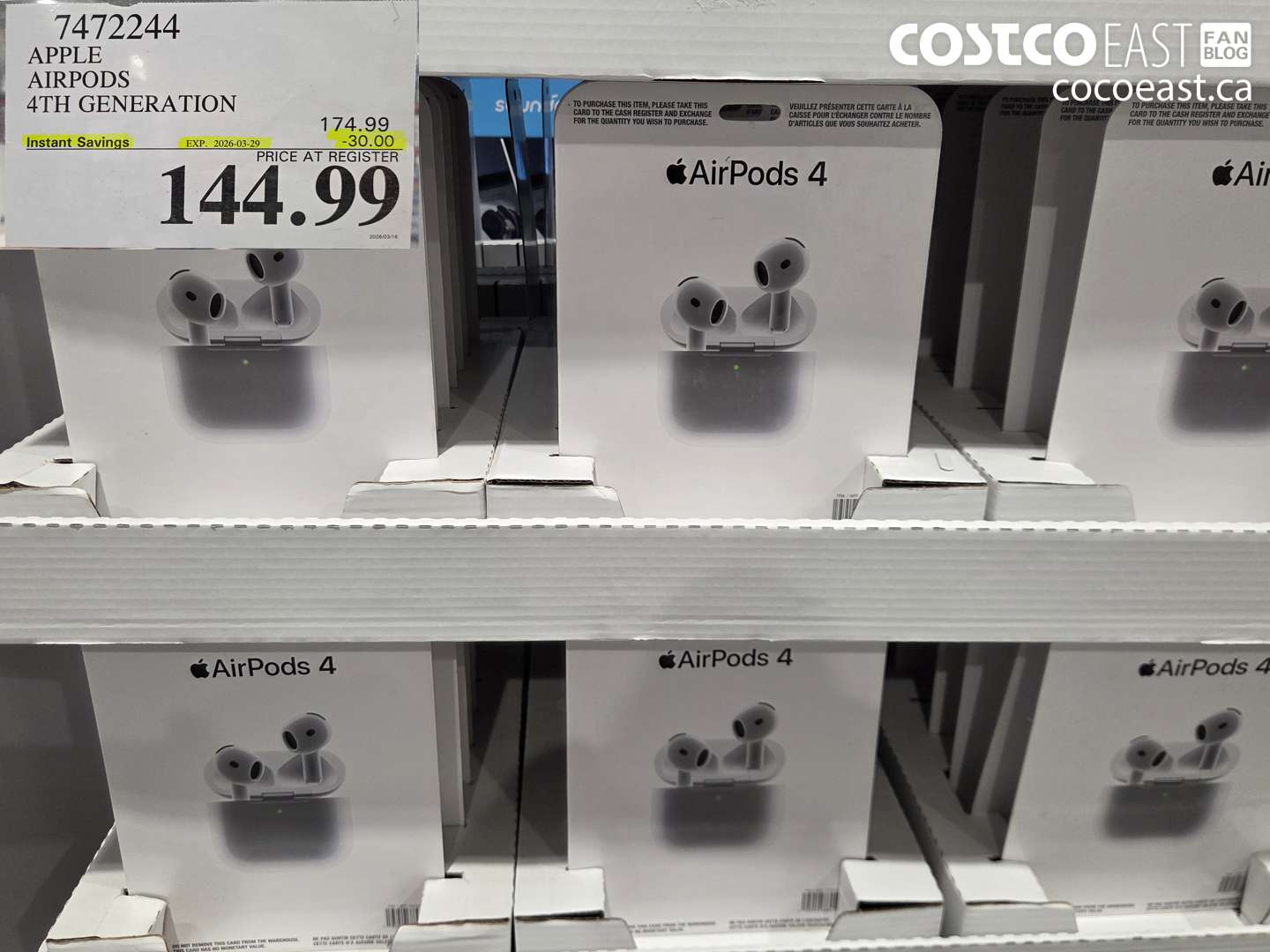 7472244 APPLE AIRPODS 4TH GENERATION ($30.00 INSTANT SAVINGS EXPIRES ON 2026-03-29) $144.99