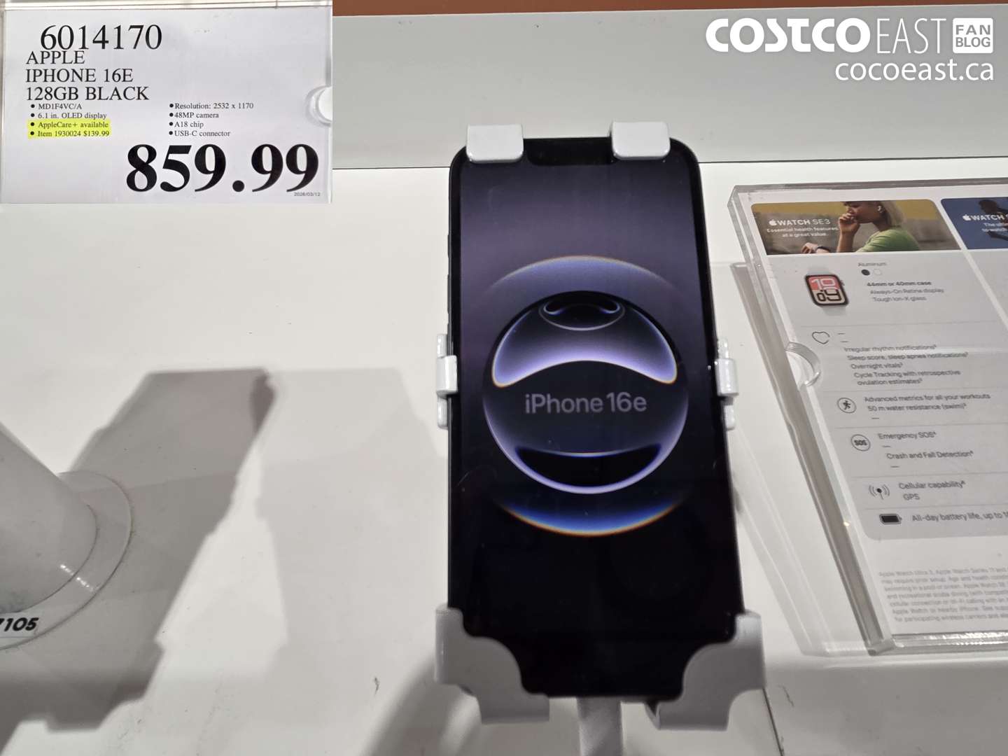 6014170 APPLE IPHONE 16E 128GB BLACK $859.99