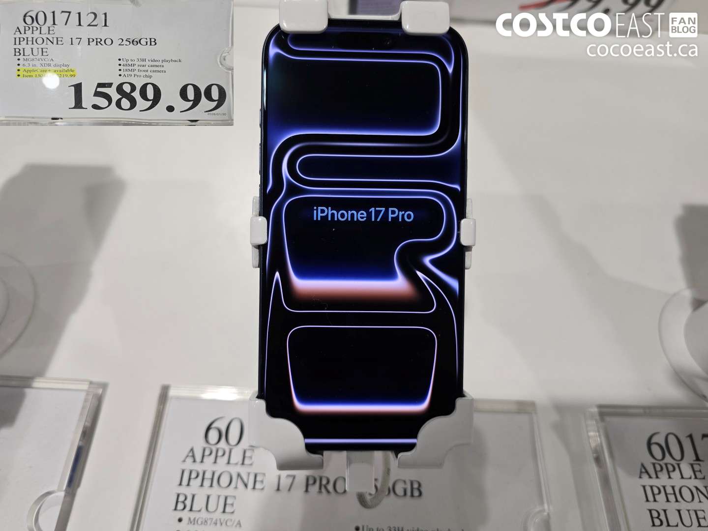 6017121 APPLE IPHONE 17 PRO 256GB BLUE $1589.99