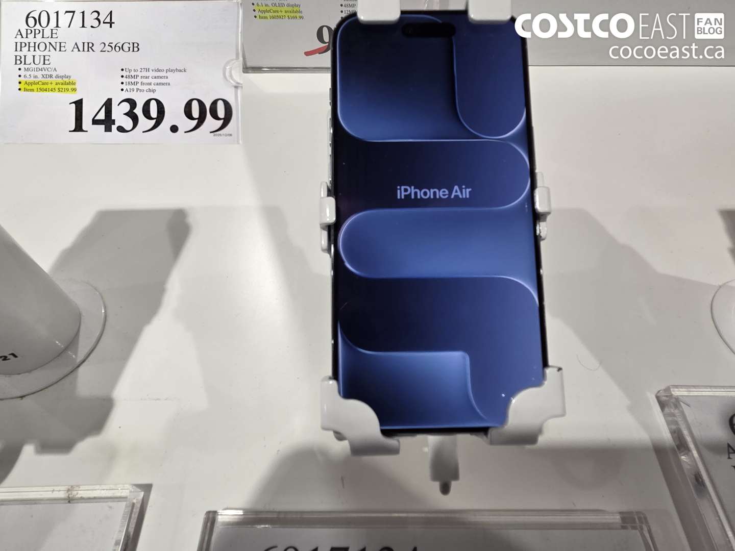 6017134 APPLE IPHONE AIR 256GB BLUE (EXPIRES ON 2025-12-06) $1439.99