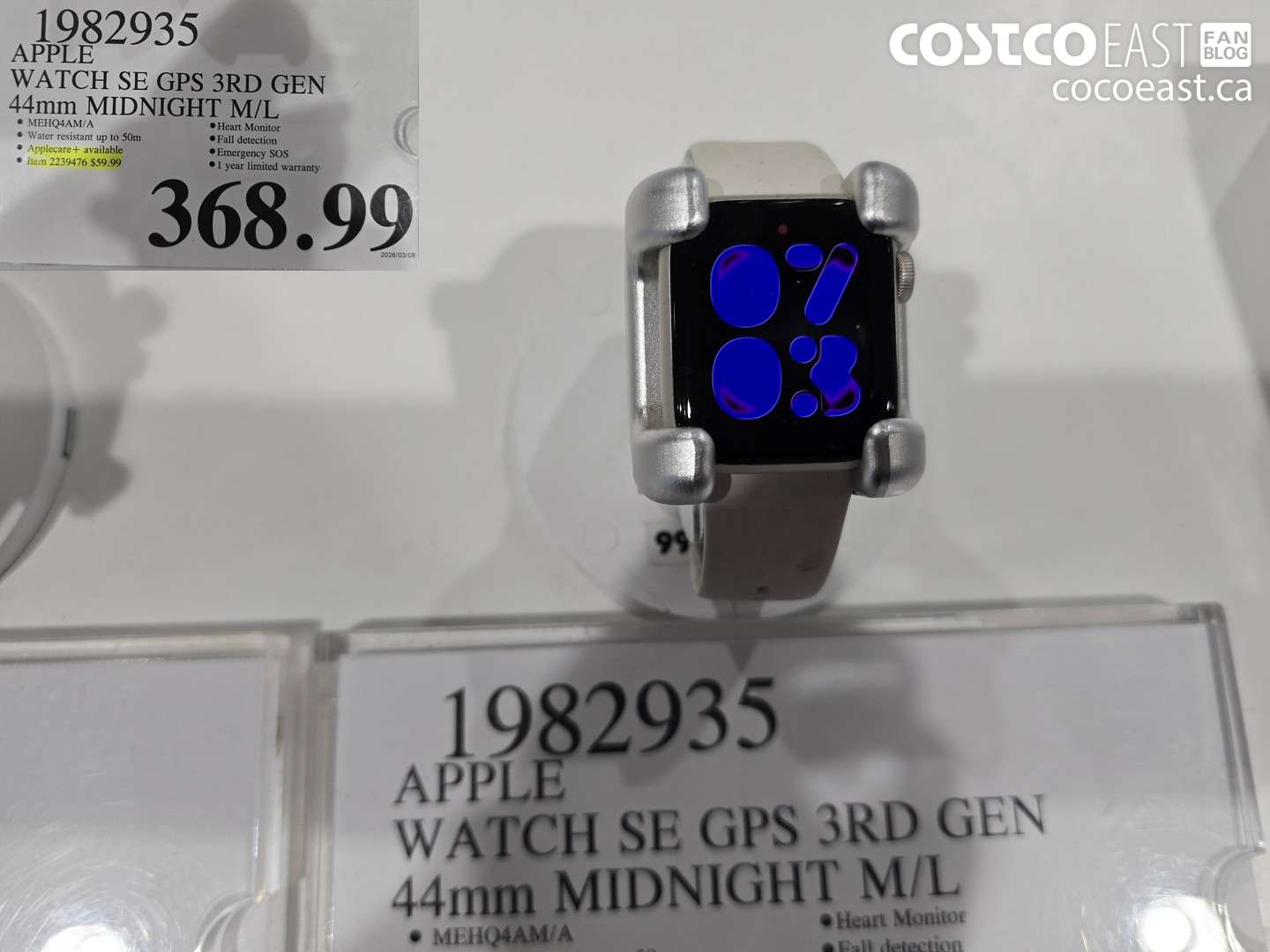 1982935 APPLE WATCH SE GPS 3RD GEN 44MM MIDNIGHT M/L $368.99