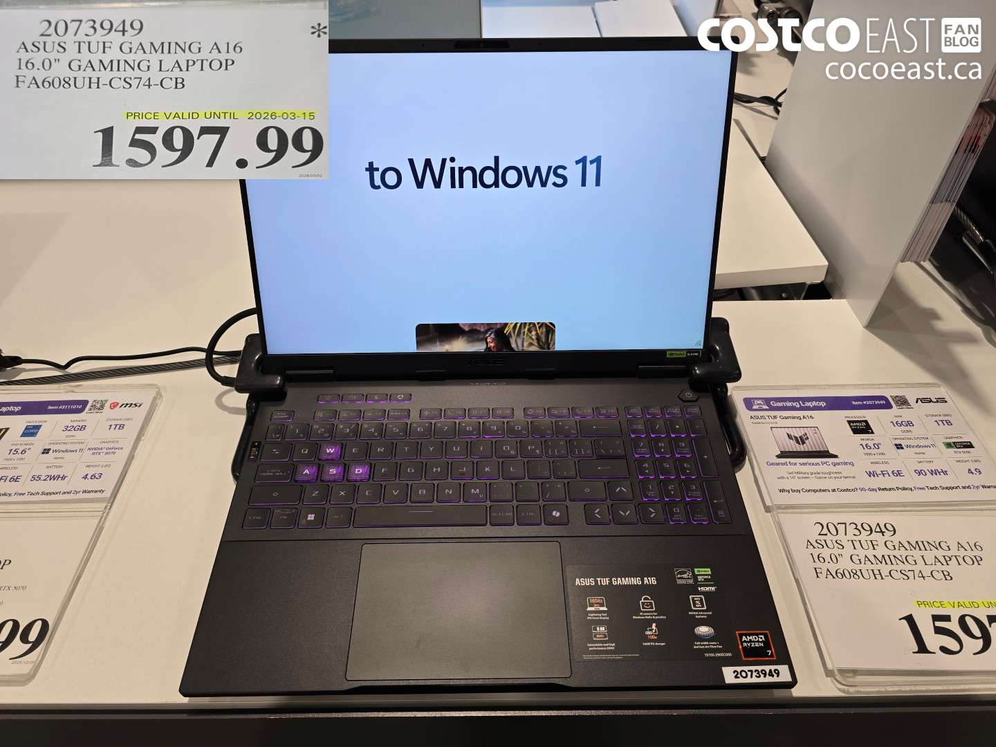 2073949 ASUS TUF GAMING A16 16.0 GAMING LAPTOP FA608UH-CS74-CB $1597.99