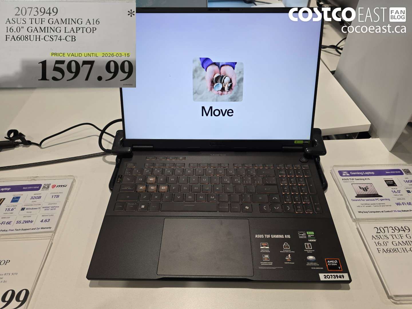 2073949 ASUS TUF GAMING A16 16.0 GAMING LAPTOP FA608UH-CS74-CB $1597.99