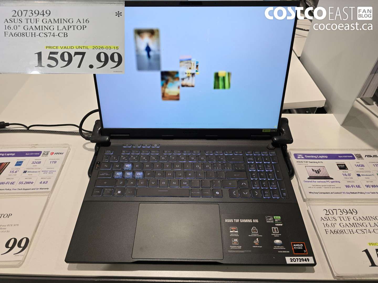 2073949 ASUS TUF GAMING A16 16.0 GAMING LAPTOP FA608UH-CS74-CB $1597.99