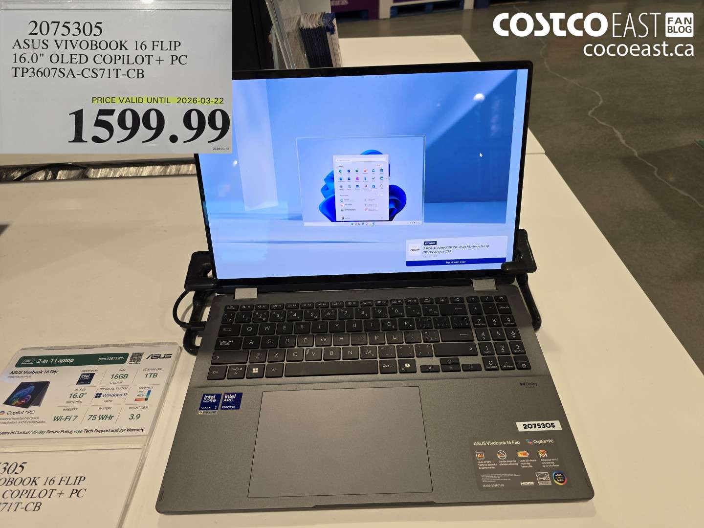 2075305 ASUS VIVOBOK 16 FLIP 16.0 OLED COPILOT+ PC TP3607SA-CS71T-CB $1599.99