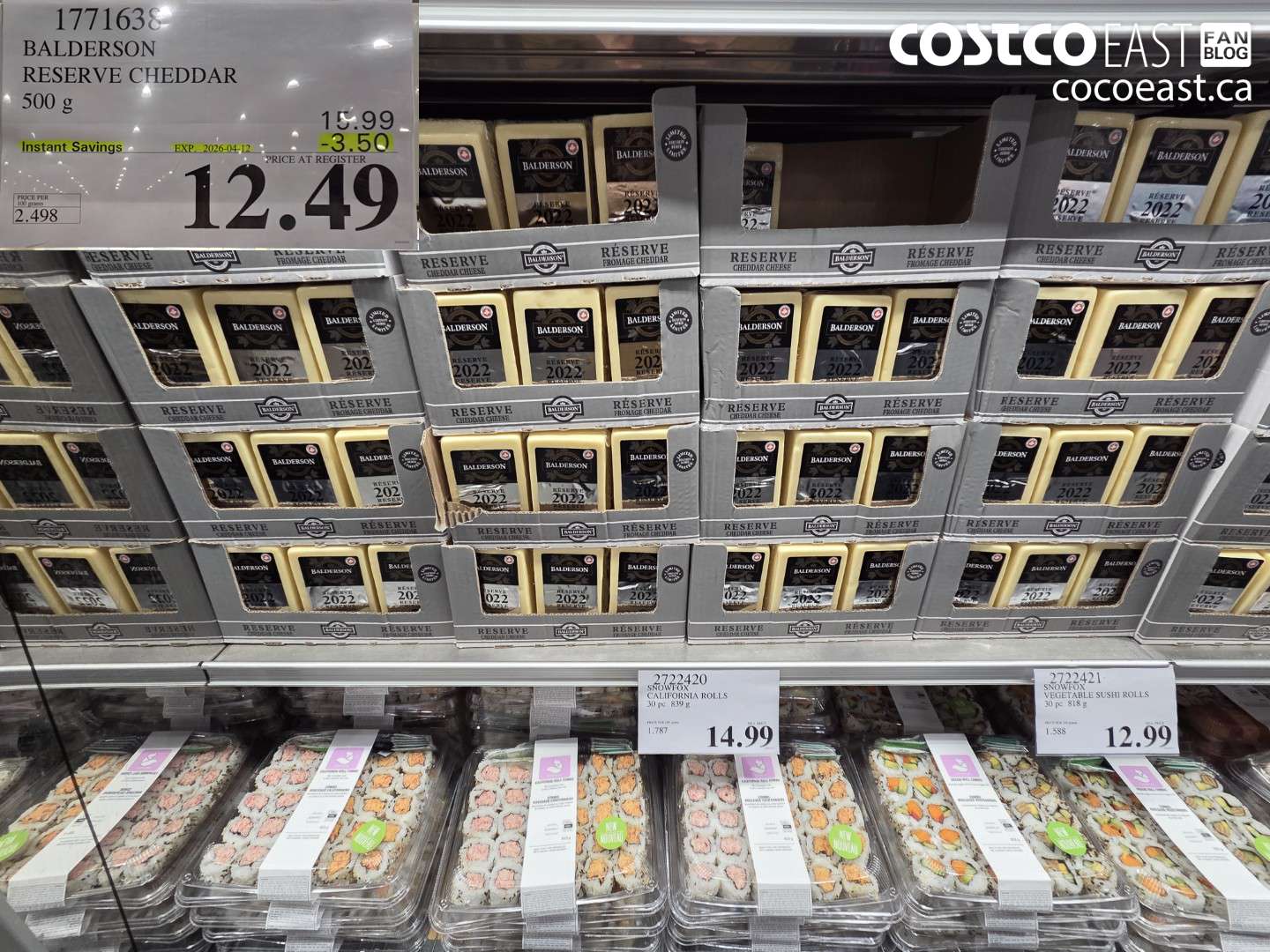 1771638 BALDERSON RESERVE CHEDDAR 500 G ($3.50 INSTANT SAVINGS EXPIRES ON 2026-04-12) $12.49