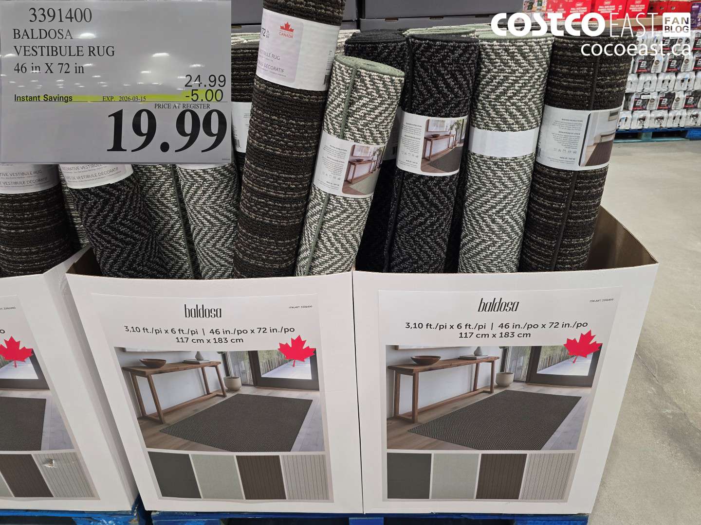 3391400 BALDOSA VESTIBULE RUG 46 IN X 72 IN ($5.00 INSTANT SAVINGS EXPIRES ON 2026-03-15) $19.99