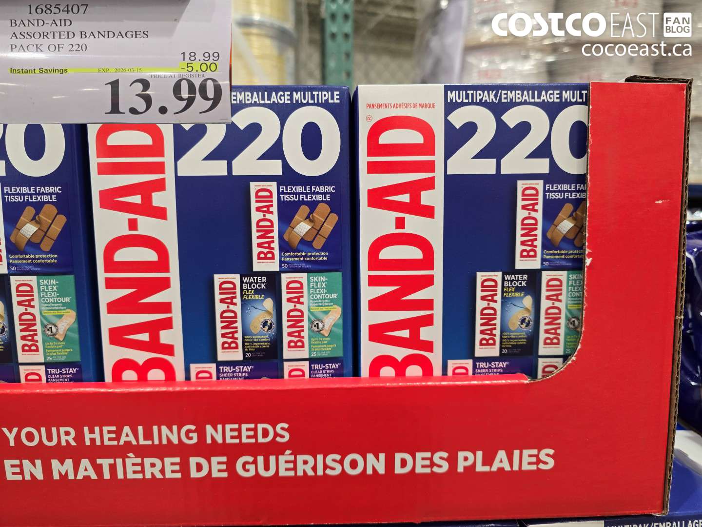 1685407 BAND-AID ASSORTED BANDAGES PACK OF 220 ($5.00 INSTANT SAVINGS EXPIRES ON 2026-03-15) $13.99