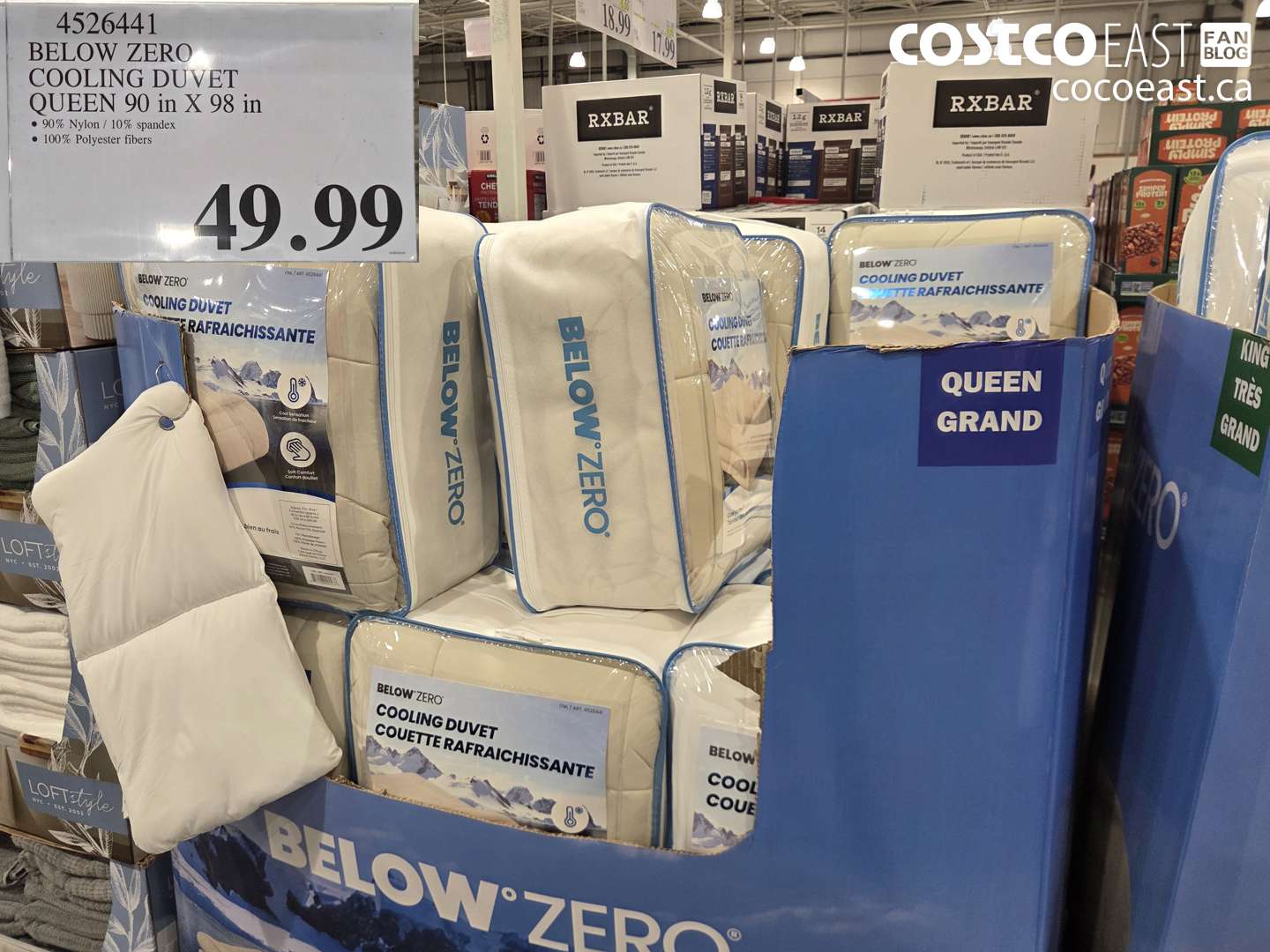 4526441 BELOW ZERO COOLING DUVET QUEEN 90 IN X 98 IN $49.99