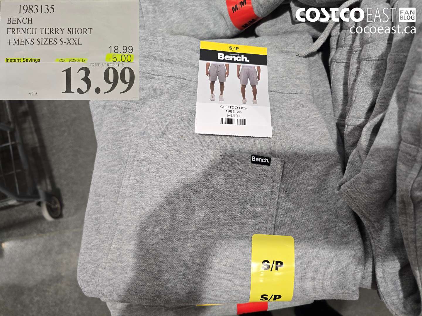 1983135 BENCH FRENCH TERRY SHORT +MENS SIZES S-XXL ($5.00 INSTANT SAVINGS EXPIRES ON 2026-03-15) $13.99