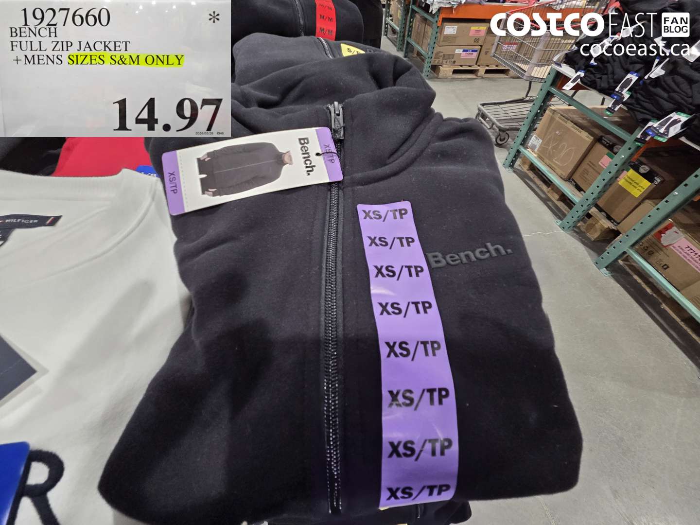 1927660 BENCH FULL ZIP JACKET + MENS SIZES S&M ONLY $14.97