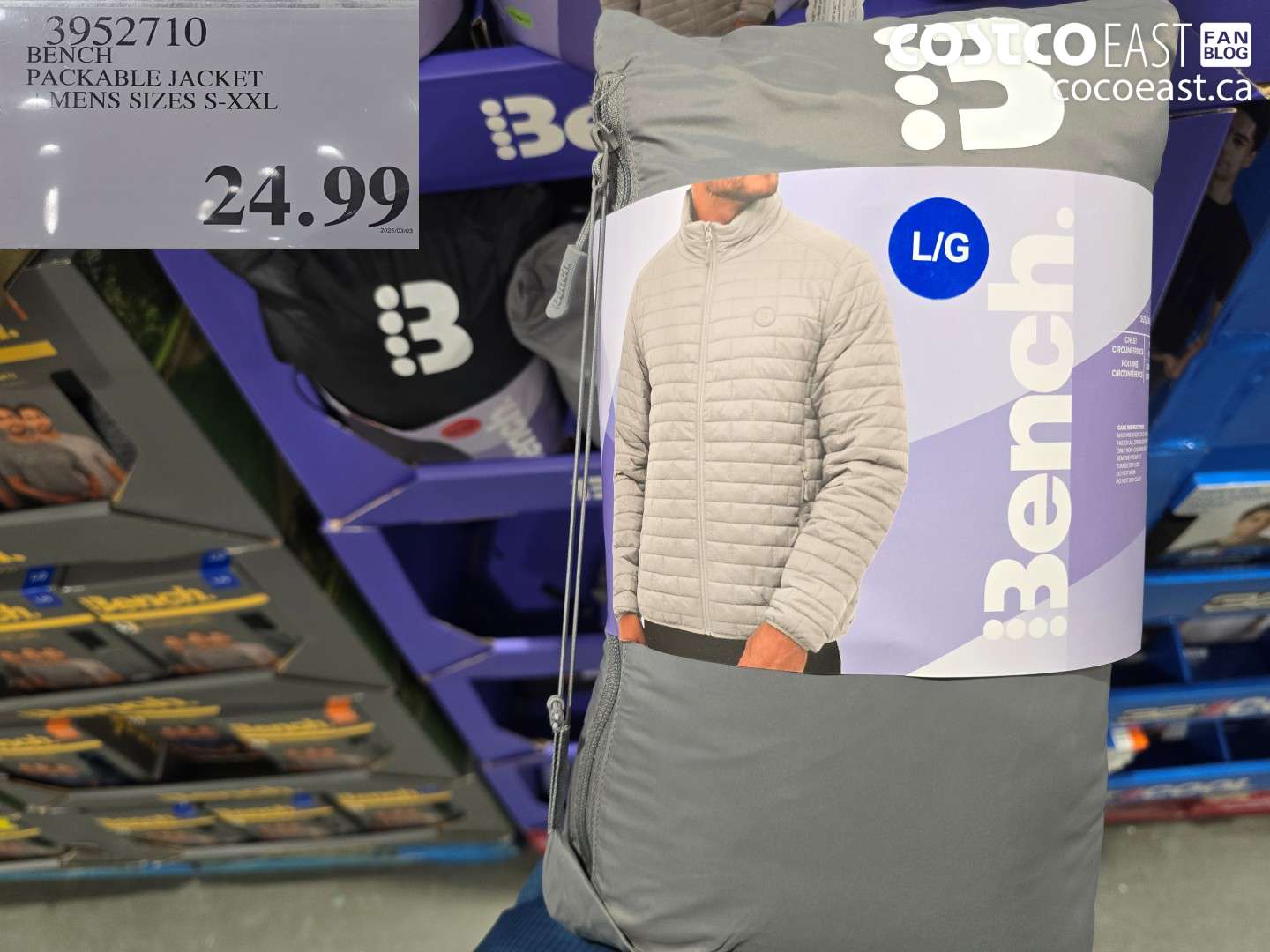 39527110 BENCH PACKABLE JACKET MENS SIZES S-XXL $24.99