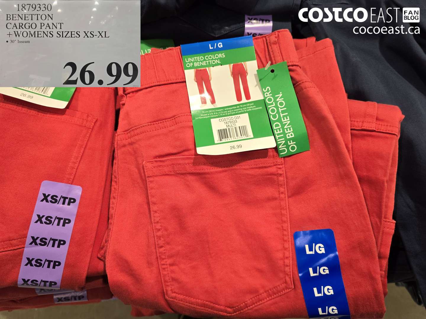 187930 BENETTON CARGO PANT + WOMENS SIZES XS-XL $26.99