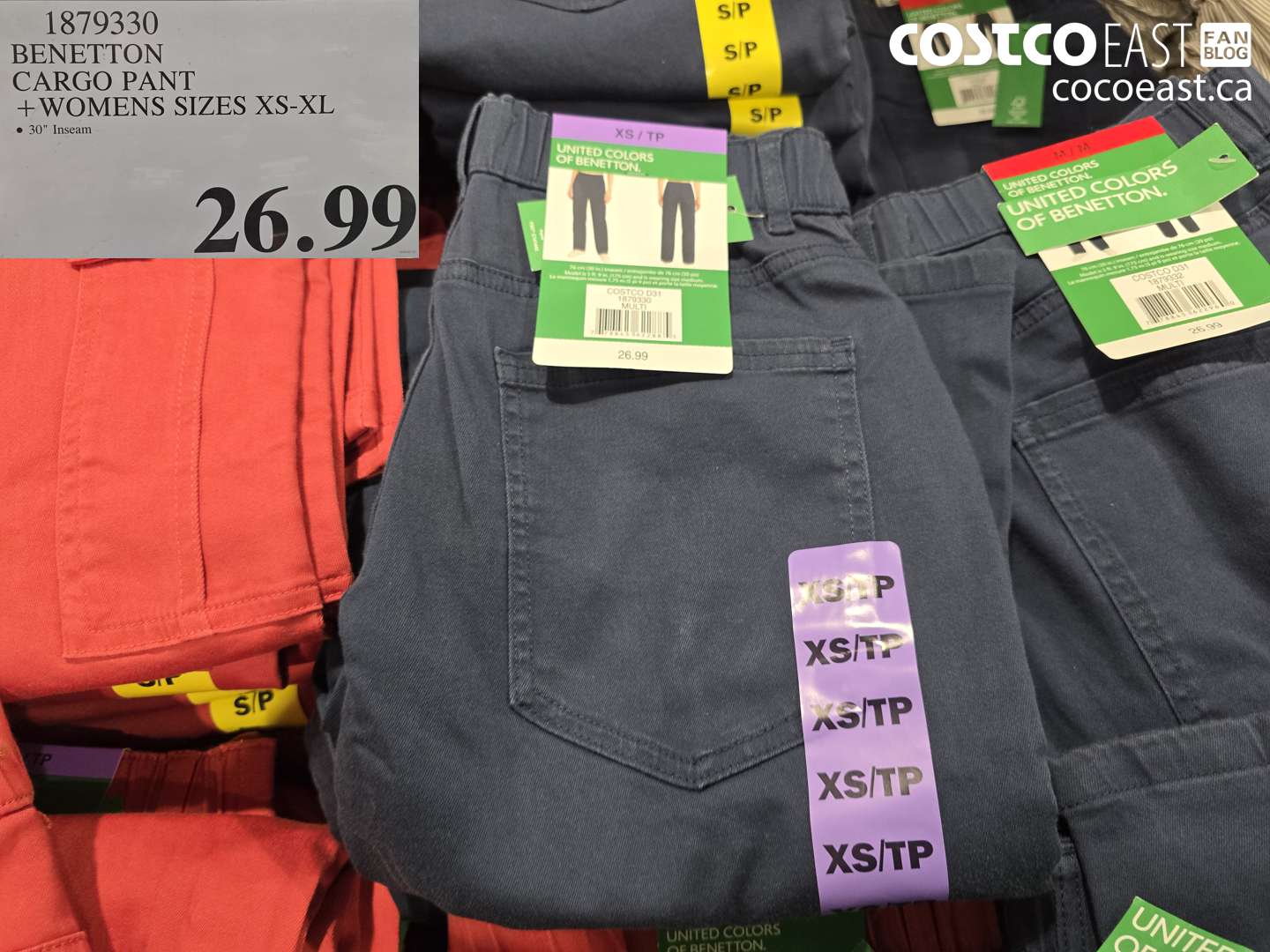 1879330 BENETTON CARGO PANT + WOMENS SIZES XS-XL $26.99