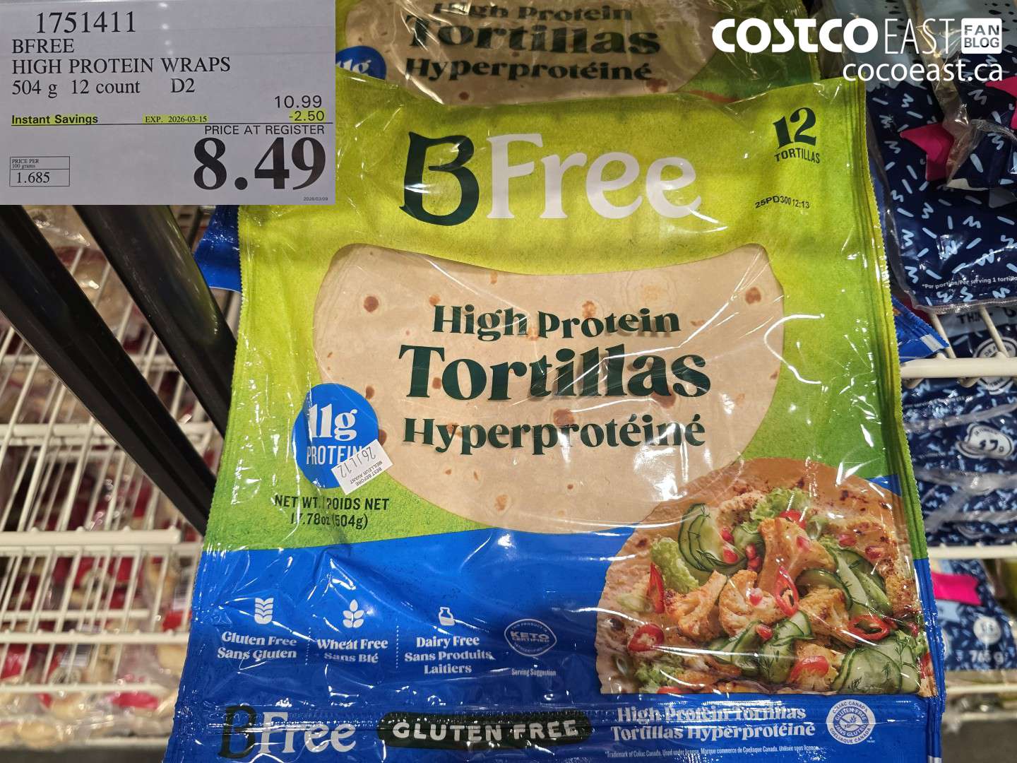 1751411 BFREE HIGH PROTEIN WRAPS ($2.50 INSTANT SAVINGS EXPIRES ON 2026-03-15) $8.49