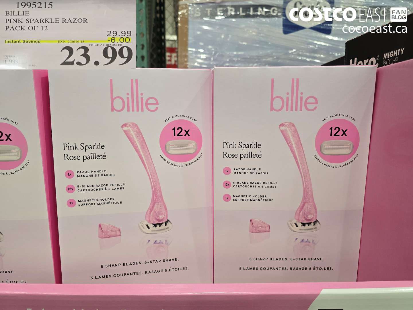 1995215 BILLIE PINK SPARKLE RAZOR PACK OF 12 ($6.00 INSTANT SAVINGS EXPIRES ON 2026-03-15) $23.99