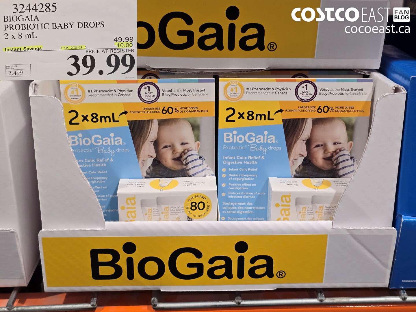 3244285 BIOGAIA PROBIOTIC BABY DROPS 2 X 8 ML ($10.00 INSTANT SAVINGS EXPIRES ON 2026-03-15) $39.99
