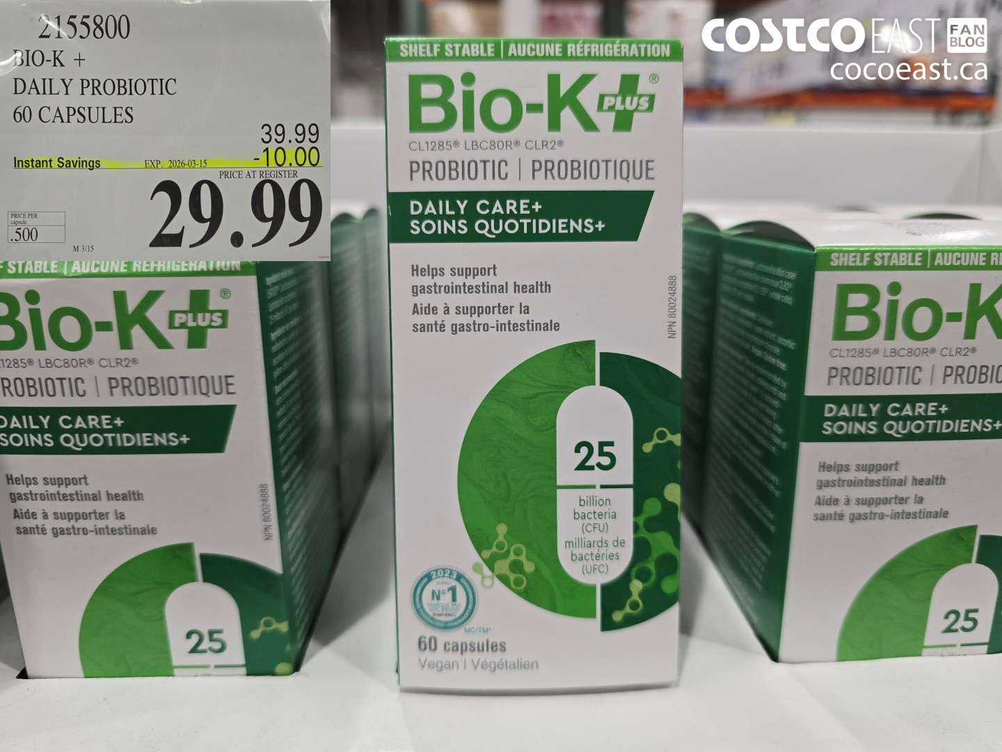2155800 BIO-K + DAILY PROBIOTIC 60 CAPSULES ($10.00 INSTANT SAVINGS EXPIRES ON 2026-03-15) $29.99