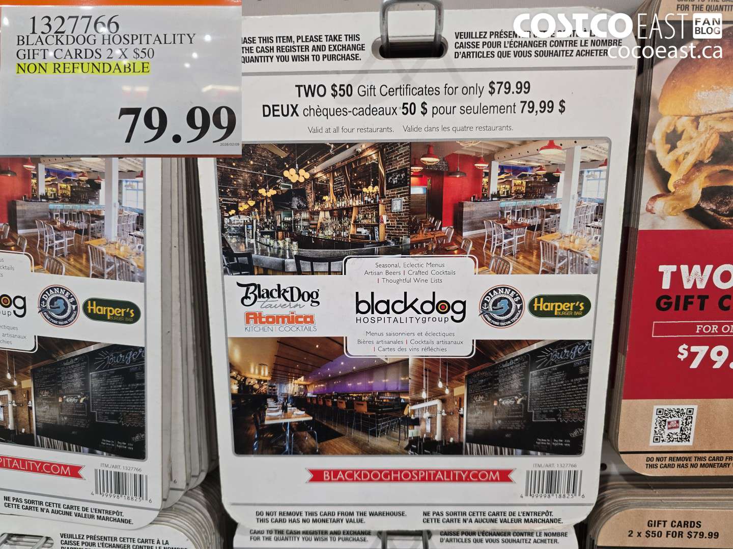 1327766 BLACKDOG HOSPITALITY GIFT CARDS 2 X $50 $79.99