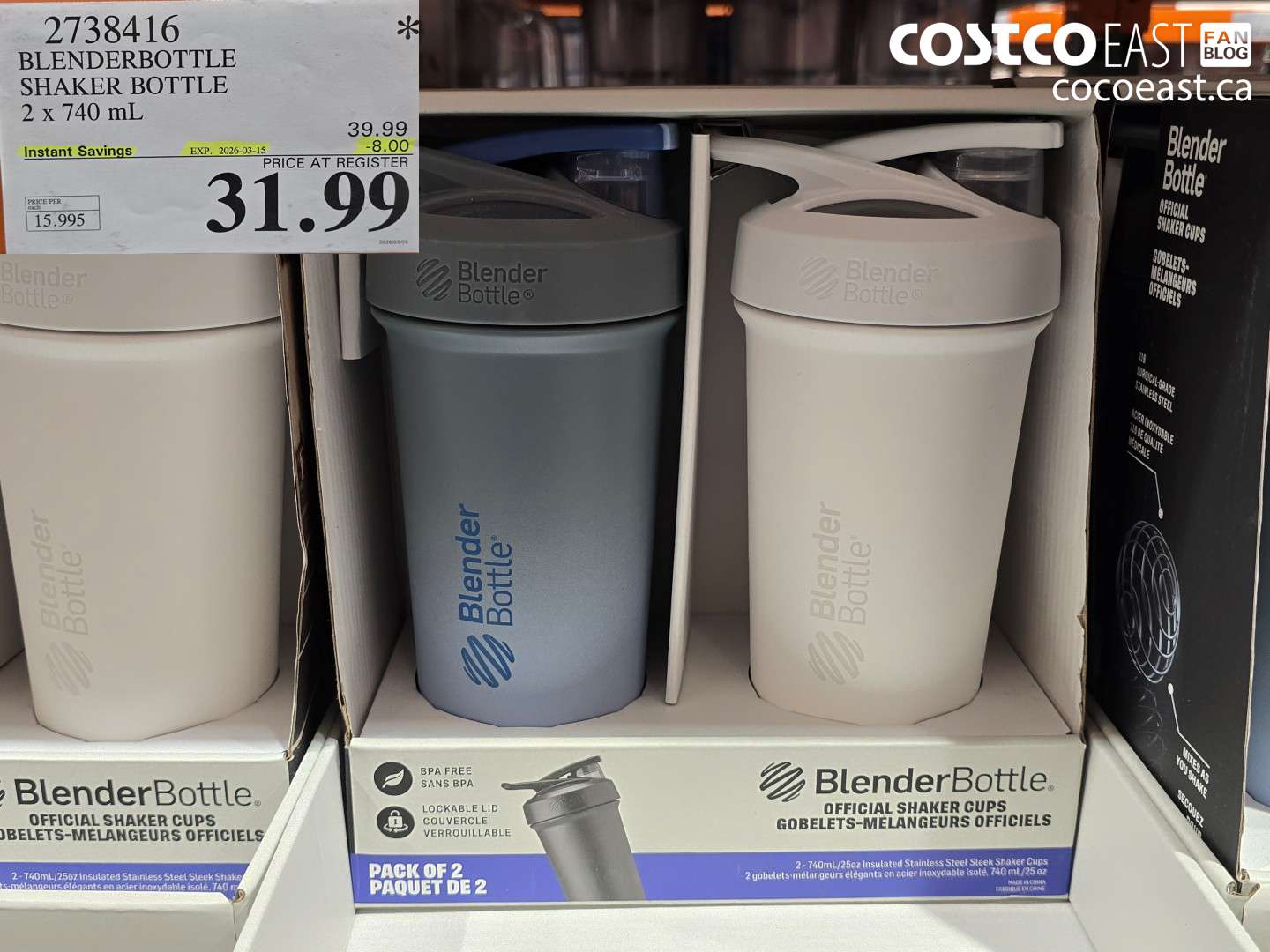 2738416 BLENDERBOTTLE SHAKER BOTTLE 2 X 740 ML ($8.00 INSTANT SAVINGS EXPIRES ON 2026-03-15) $31.99