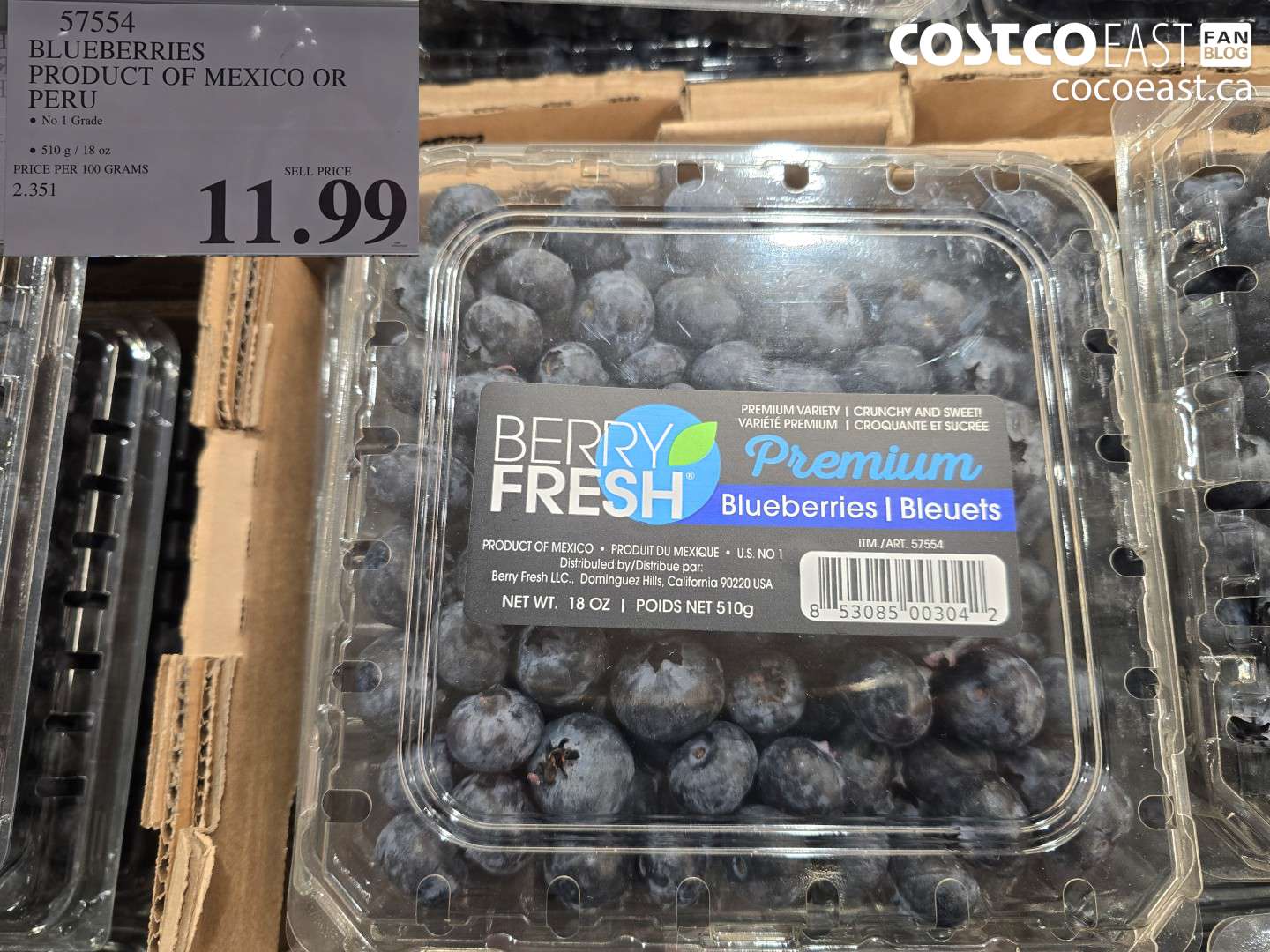 57554 BLUEBERRIES PRODUCT OF MEXICO OR PERU $11.99