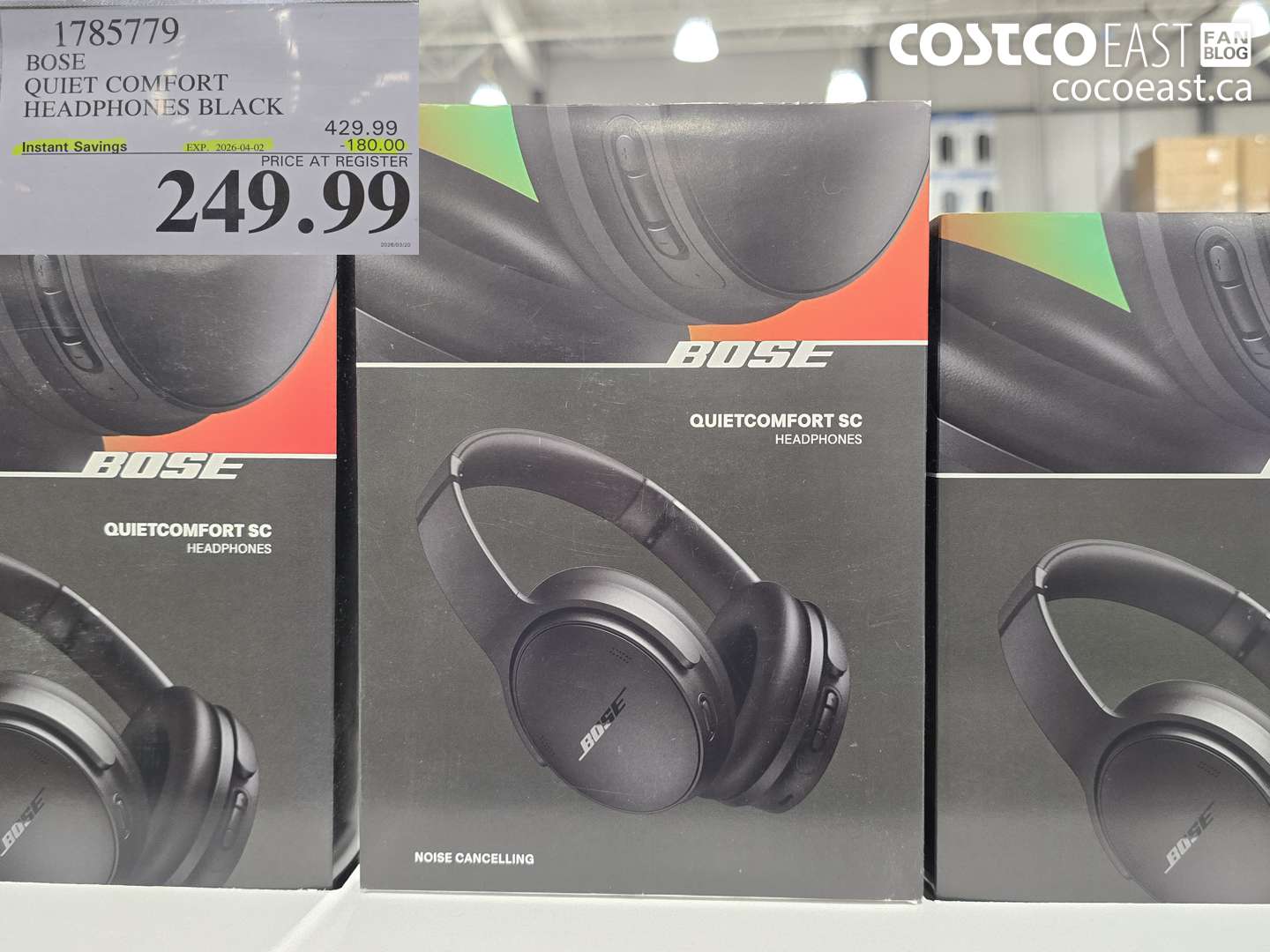 1785779 BOSE QUIET COMFORT HEADPHONES BLACK ($180.00 INSTANT SAVINGS EXPIRES ON 2026-04-02) $249.99